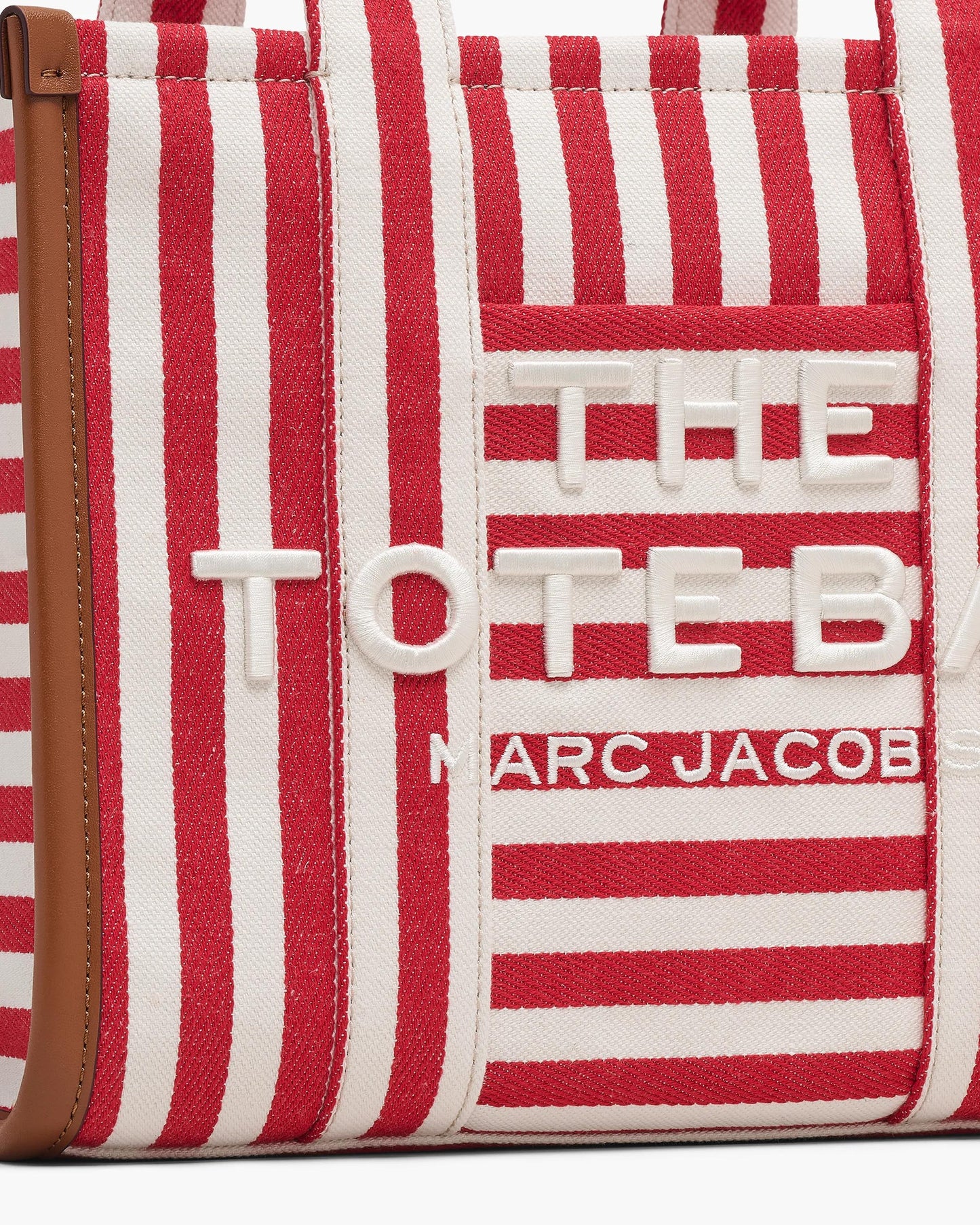 Bolsa Marc Jacobs The Stripe Canvas Medium Tote Bag, Lona de Algodão pesada com acabamento em couro, cor Vermelho Multicolor, vista interna | Original Exports
