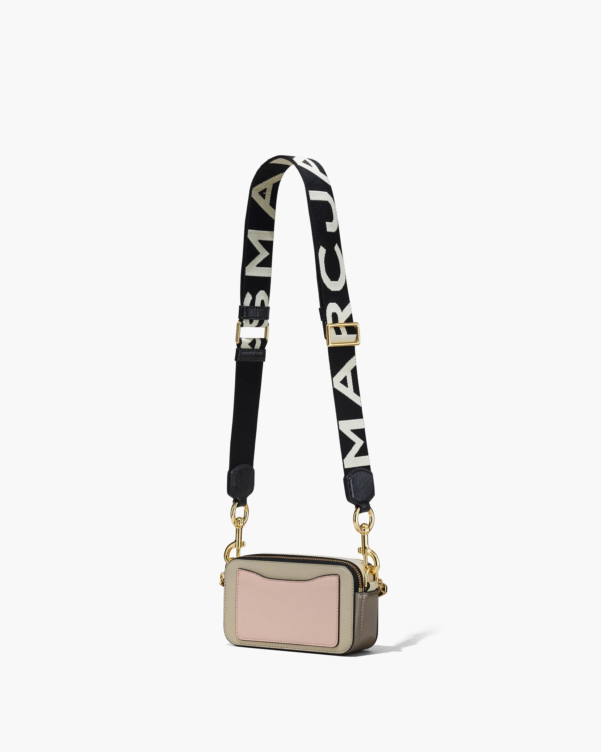 Bolsa Marc Jacobs The Snapshot Jacquard, Tecido Jacquard Estampado, cor Cáqui Multicolor, detalhe do material | Original Exports