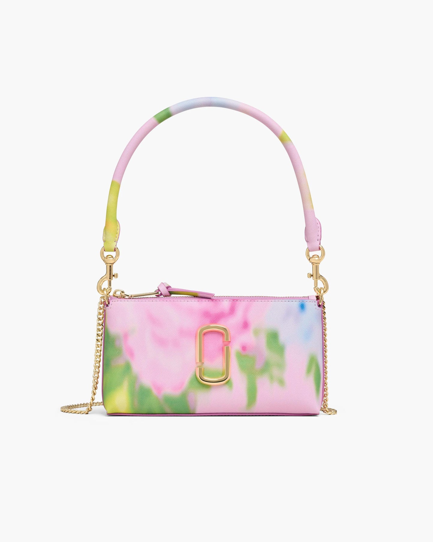 Bolsa Marc Jacobs The Blurred Floral Snapshot Convertible Shoulder Bag, Couro Saffiano Legítimo estampado, cor Rosa Fita Multicolor, vista frontal | Original Exports