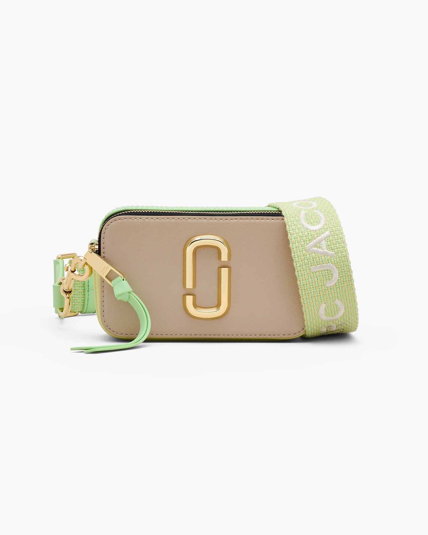 Bolsa Marc Jacobs The Snapshot Jacquard, Tecido Jacquard Estampado, cor Verde Menta Multicolor, vista frontal | Original Exports