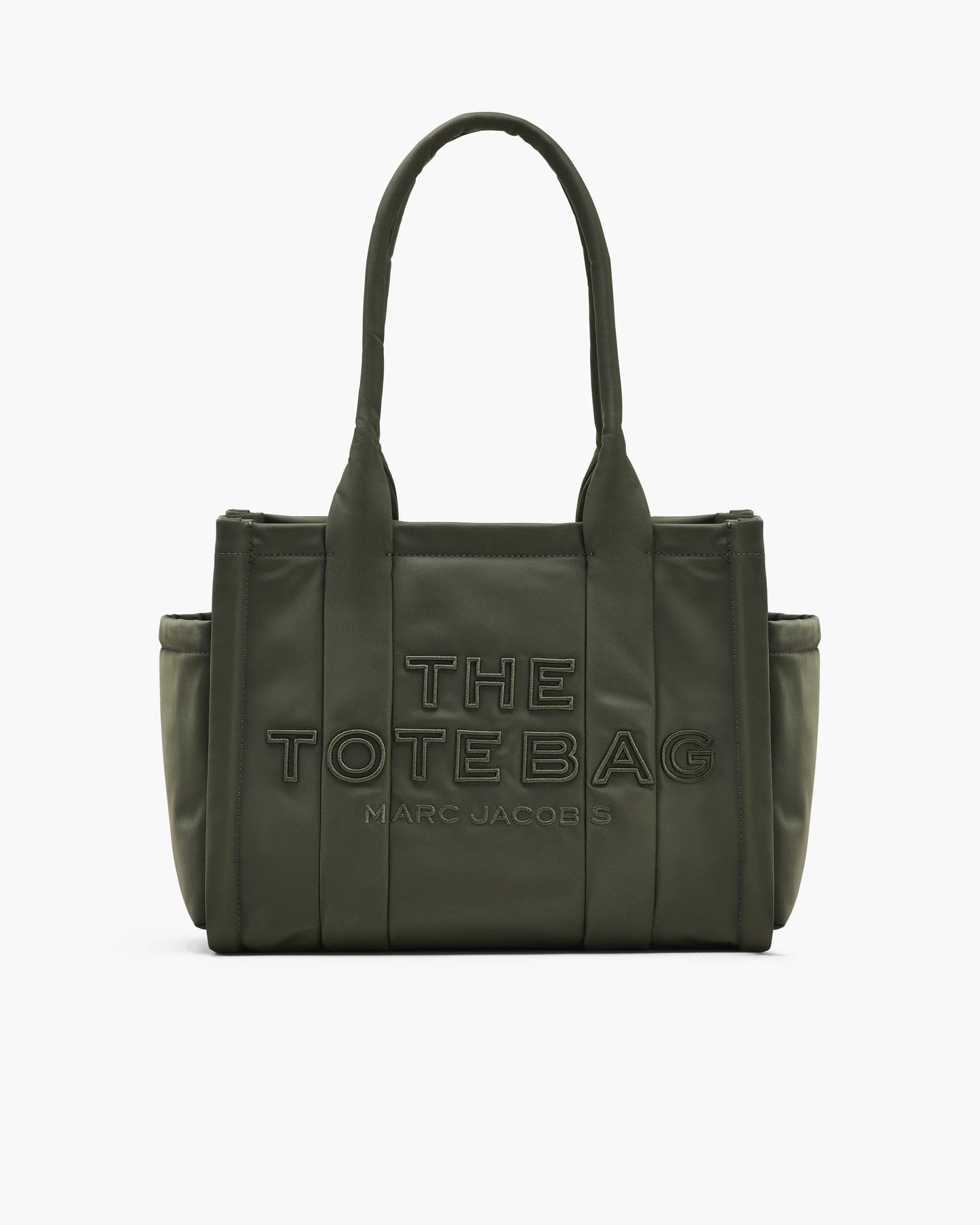 Bolsa Marc Jacobs The Puffy Nylon Medium Tote Bag, Nylon acolchoado, cor Verde Militar, vista frontal | Original Exports