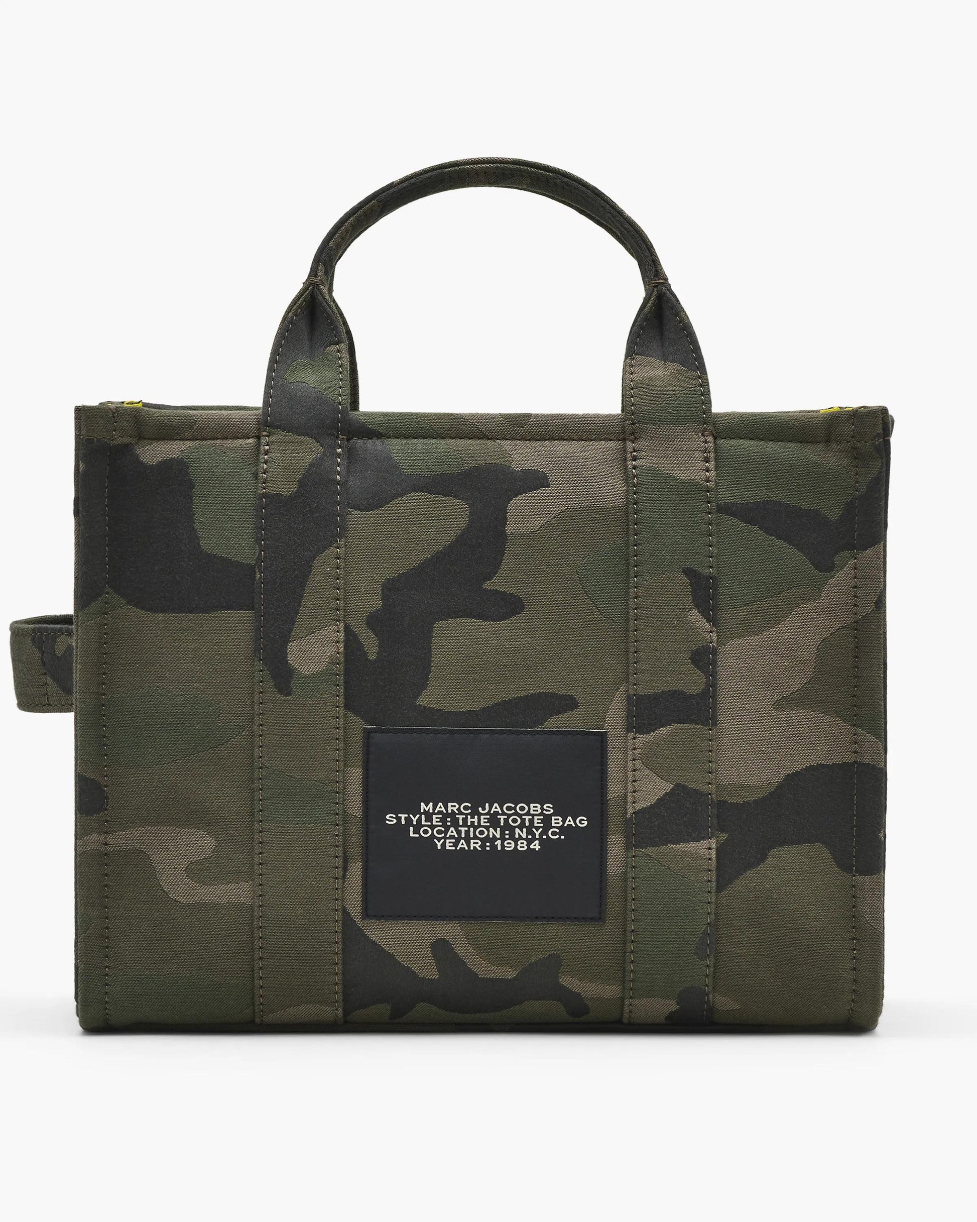 Bolsa Marc Jacobs The Camo Jacquard Medium Tote Bag, Jacquard Camuflado, cor Camuflado Multicolor, detalhe do material | Original Exports