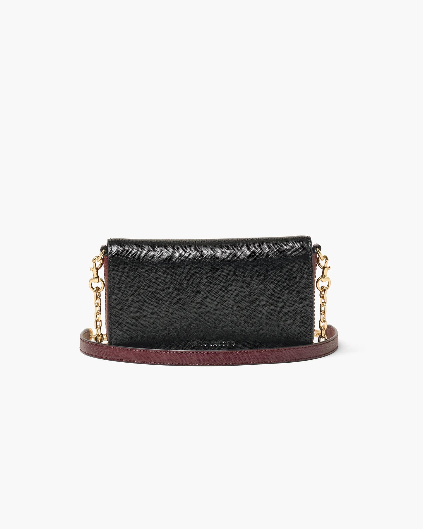 Bolsa Marc Jacobs The Snapshot Wallet On Chain, Couro Saffiano Legítimo, cor Preto Multicolor, detalhe do material | Original Exports