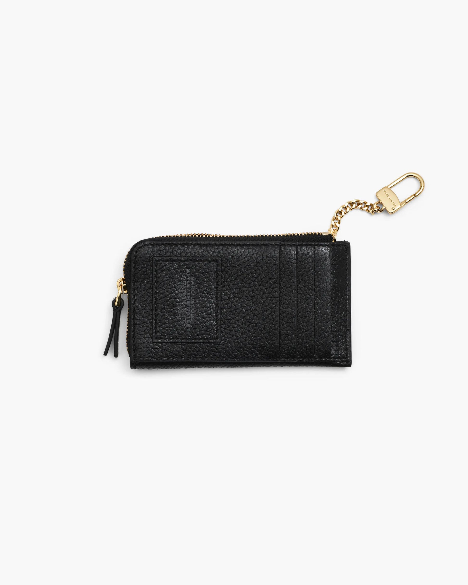 Carteira Marc Jacobs The Leather Top Zip Multi Wallet, Couro Legítimo, cor Preto, detalhe do material | Original Exports
