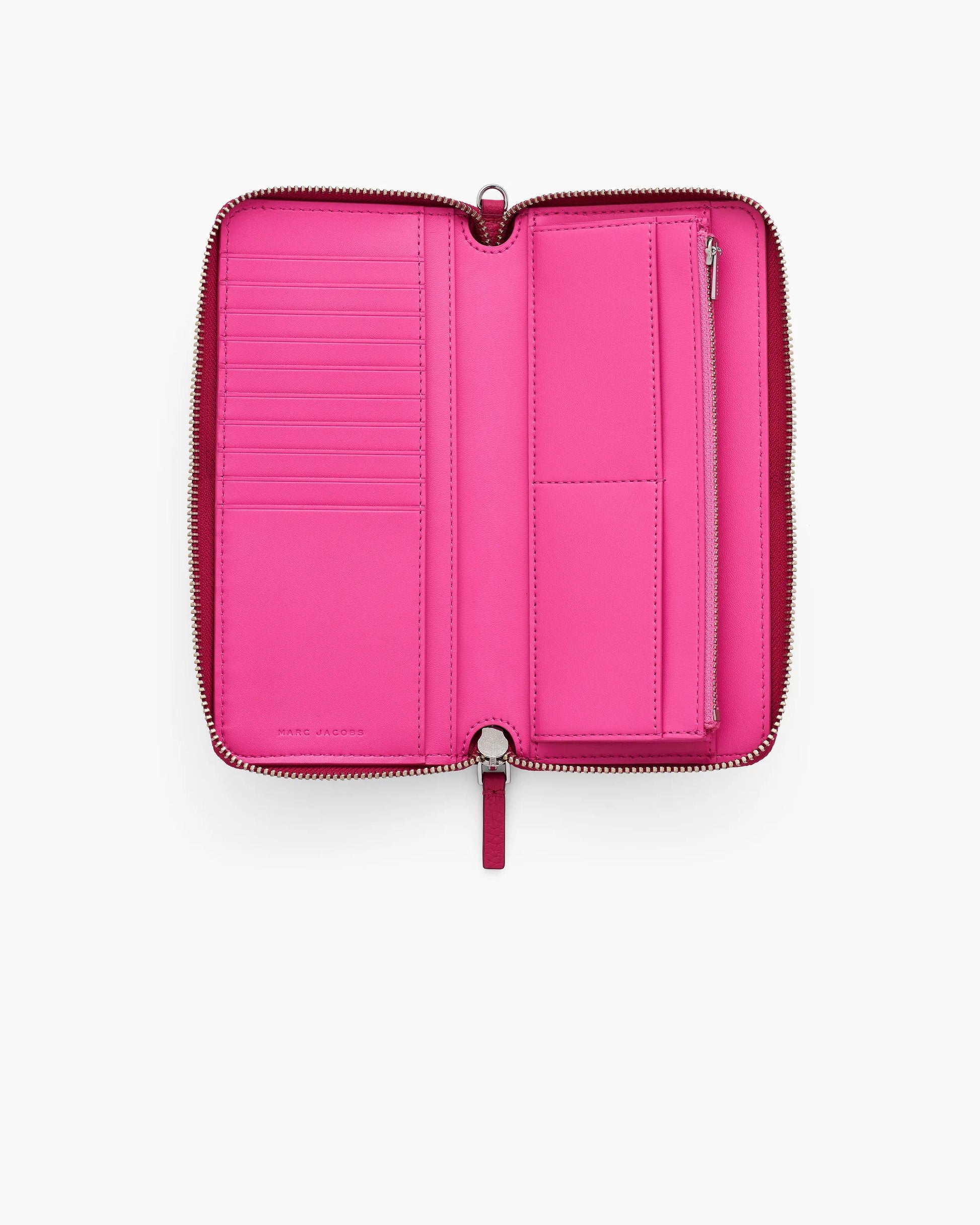 Carteira Marc Jacobs The Leather Continental Wallet, Couro Legítimo Full-Grain, cor Rosa Framboesa, vista lateral | Original Exports