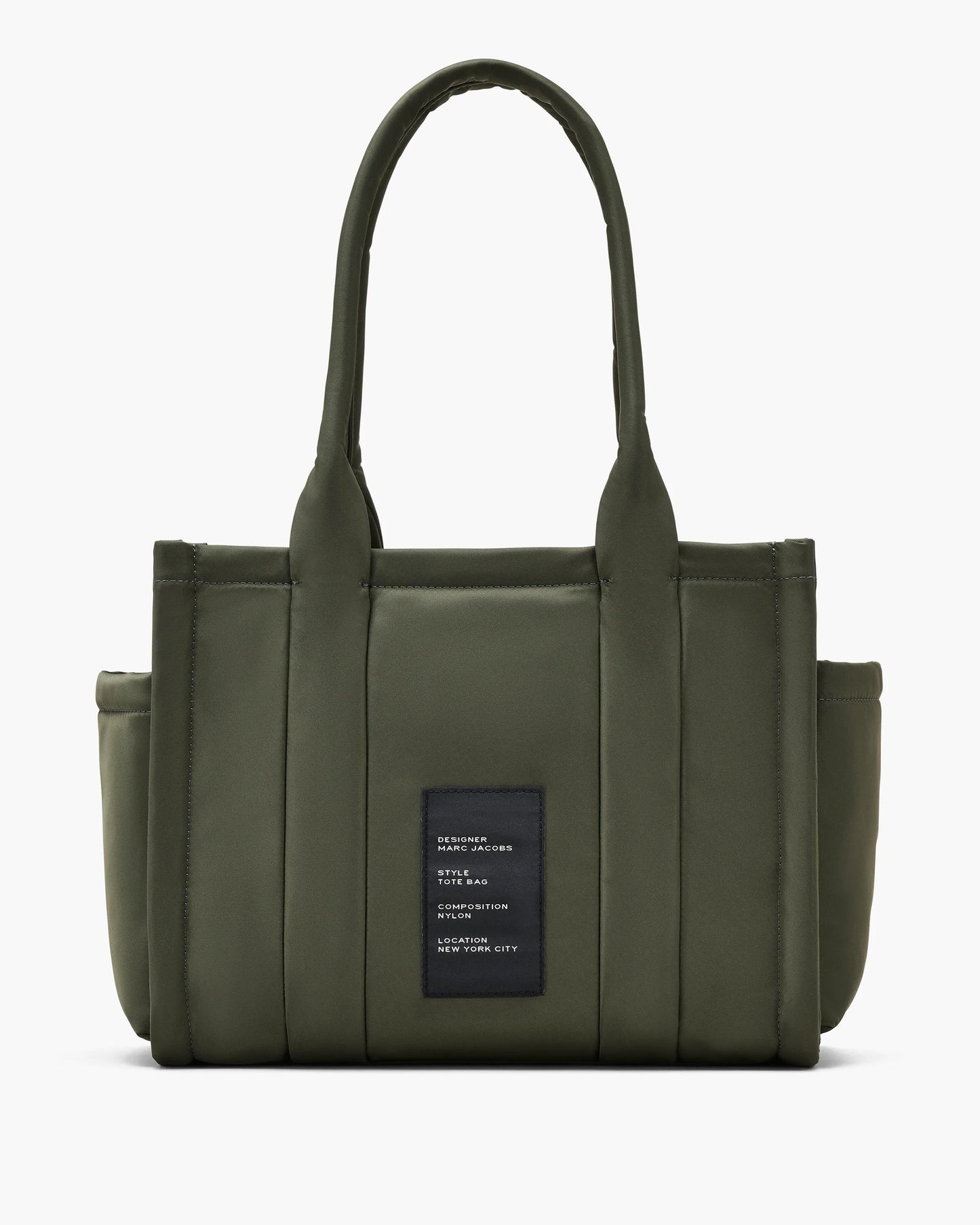 Bolsa Marc Jacobs The Puffy Nylon Medium Tote Bag, Nylon acolchoado, cor Verde Militar, detalhe do material | Original Exports
