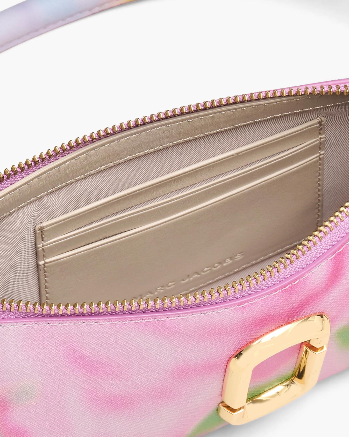 Bolsa Marc Jacobs The Blurred Floral Snapshot Convertible Shoulder Bag, Couro Saffiano Legítimo estampado, cor Rosa Fita Multicolor, vista interna | Original Exports