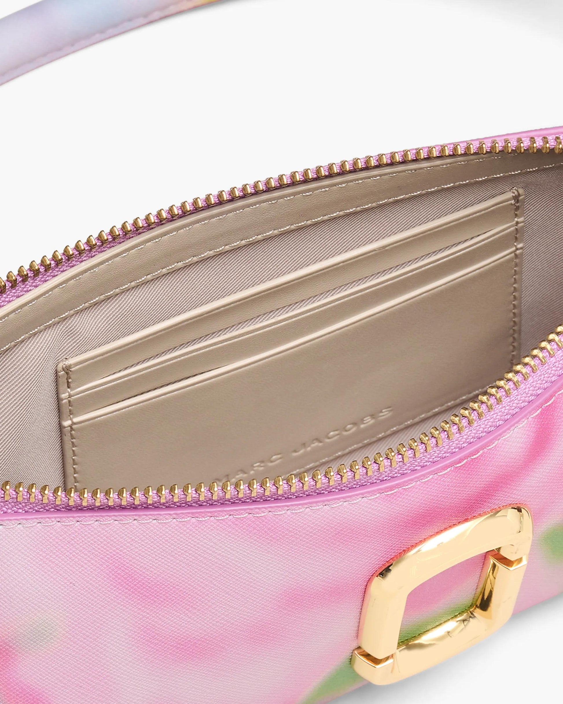 Bolsa Marc Jacobs The Blurred Floral Snapshot Convertible Shoulder Bag, Couro Saffiano Legítimo estampado, cor Rosa Fita Multicolor, vista interna | Original Exports