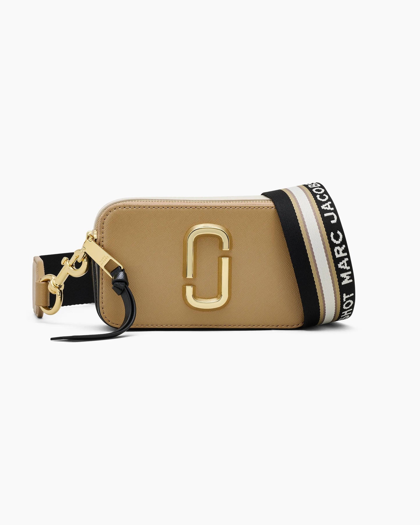 Bolsa Marc Jacobs The Snapshot Jacquard, Tecido Jacquard Estampado, cor Camelo Multicolor, vista frontal | Original Exports