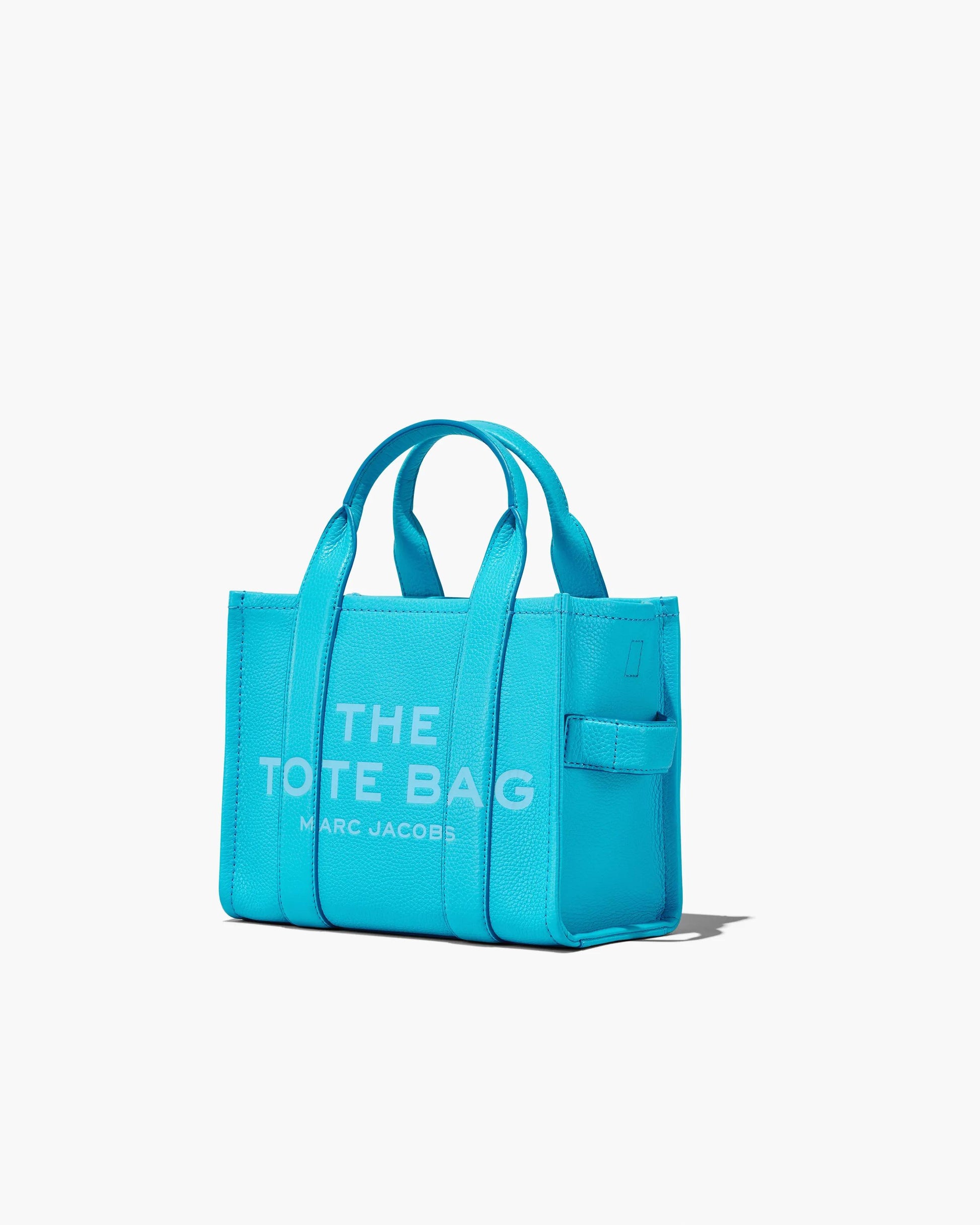 Bolsa Marc Jacobs The Leather Small Tote Bag, Couro Legítimo, cor Azul Piscina, detalhe do material | Original Exports