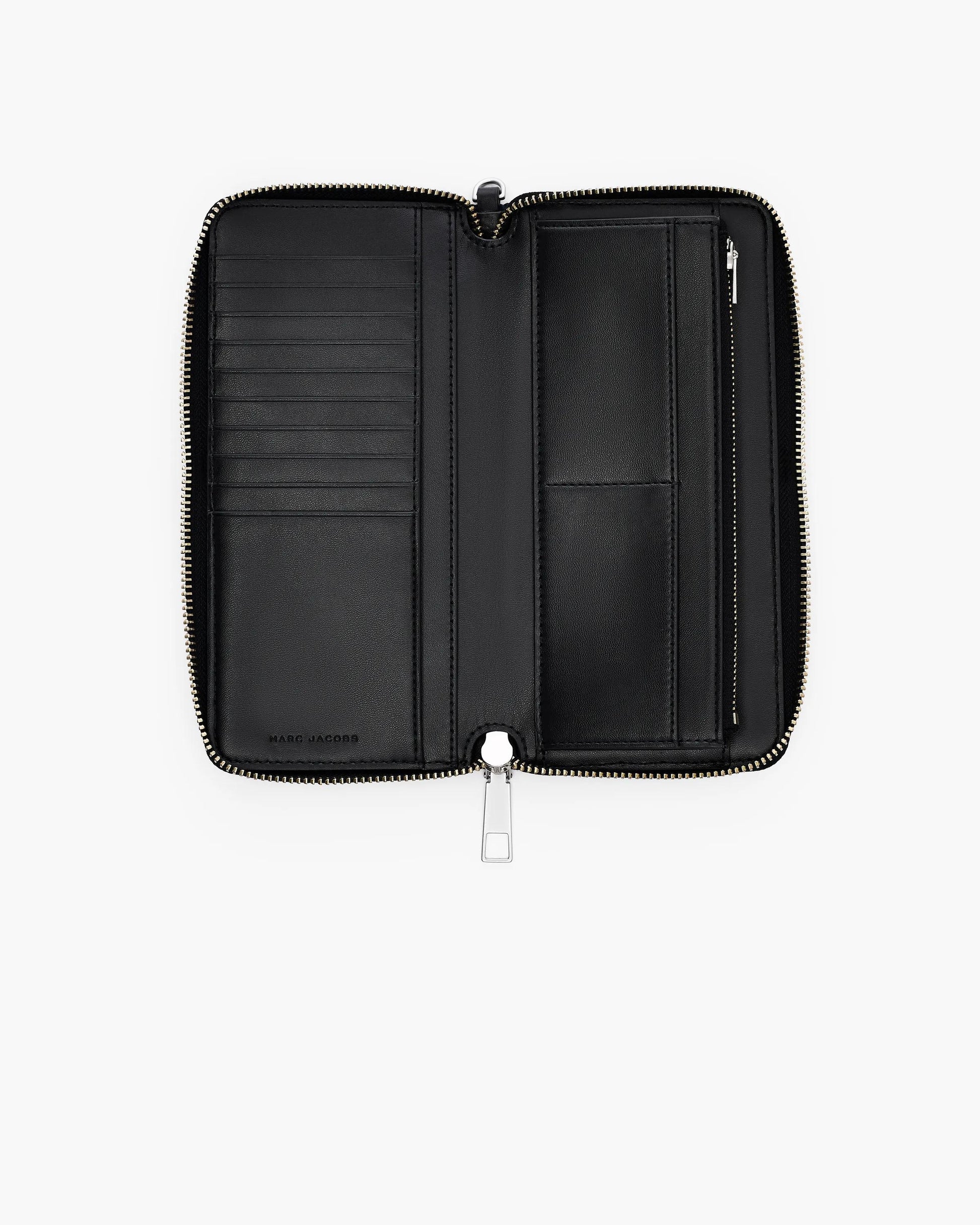 Carteira Marc Jacobs The Stripe Canvas Continental Wallet, Lona Listrada, cor Azul Mar Multicolor, vista lateral | Original Exports