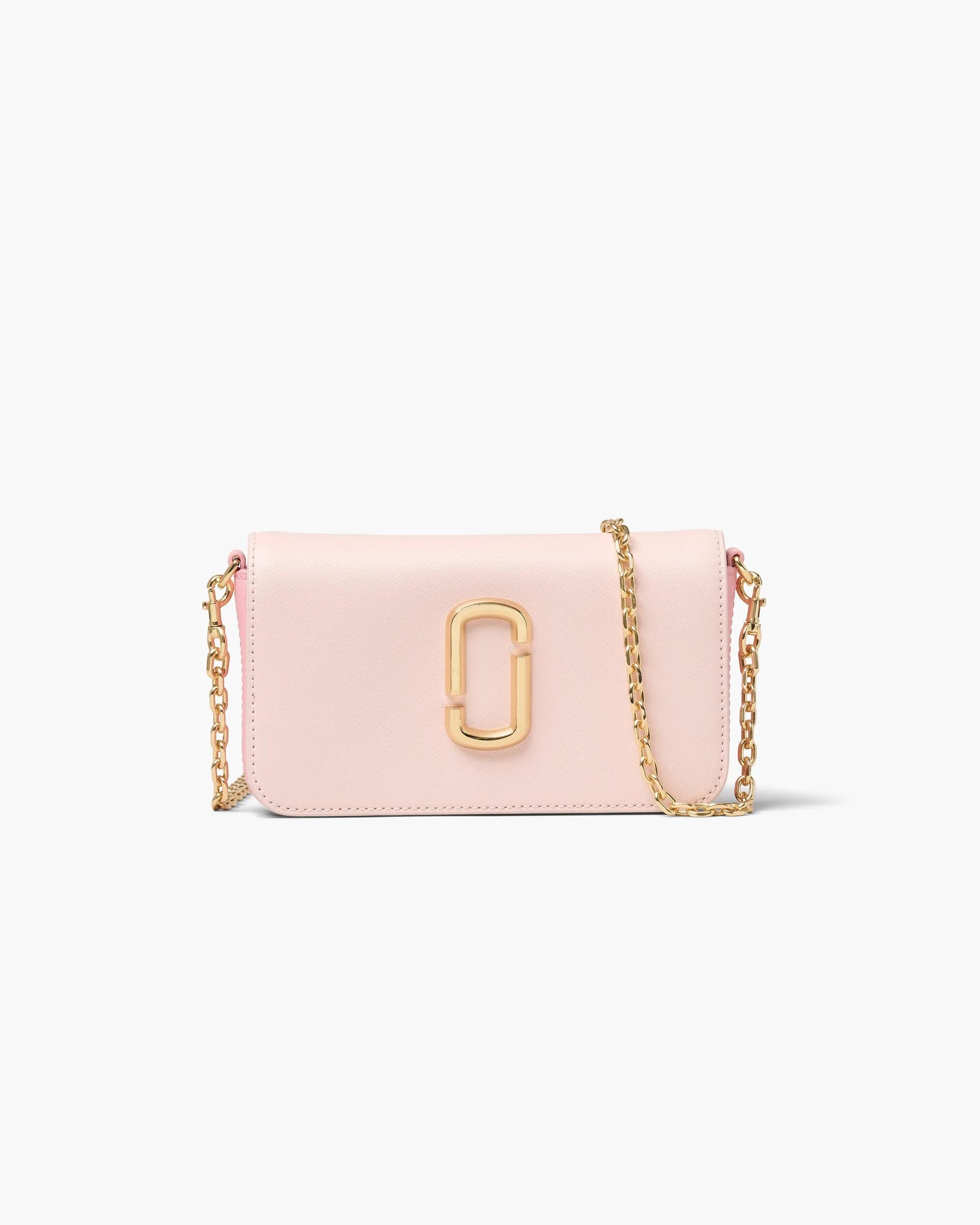 Bolsa Marc Jacobs The Snapshot Wallet On Chain, Couro Saffiano Legítimo, cor Rosa Pó Multicolor, vista frontal | Original Exports