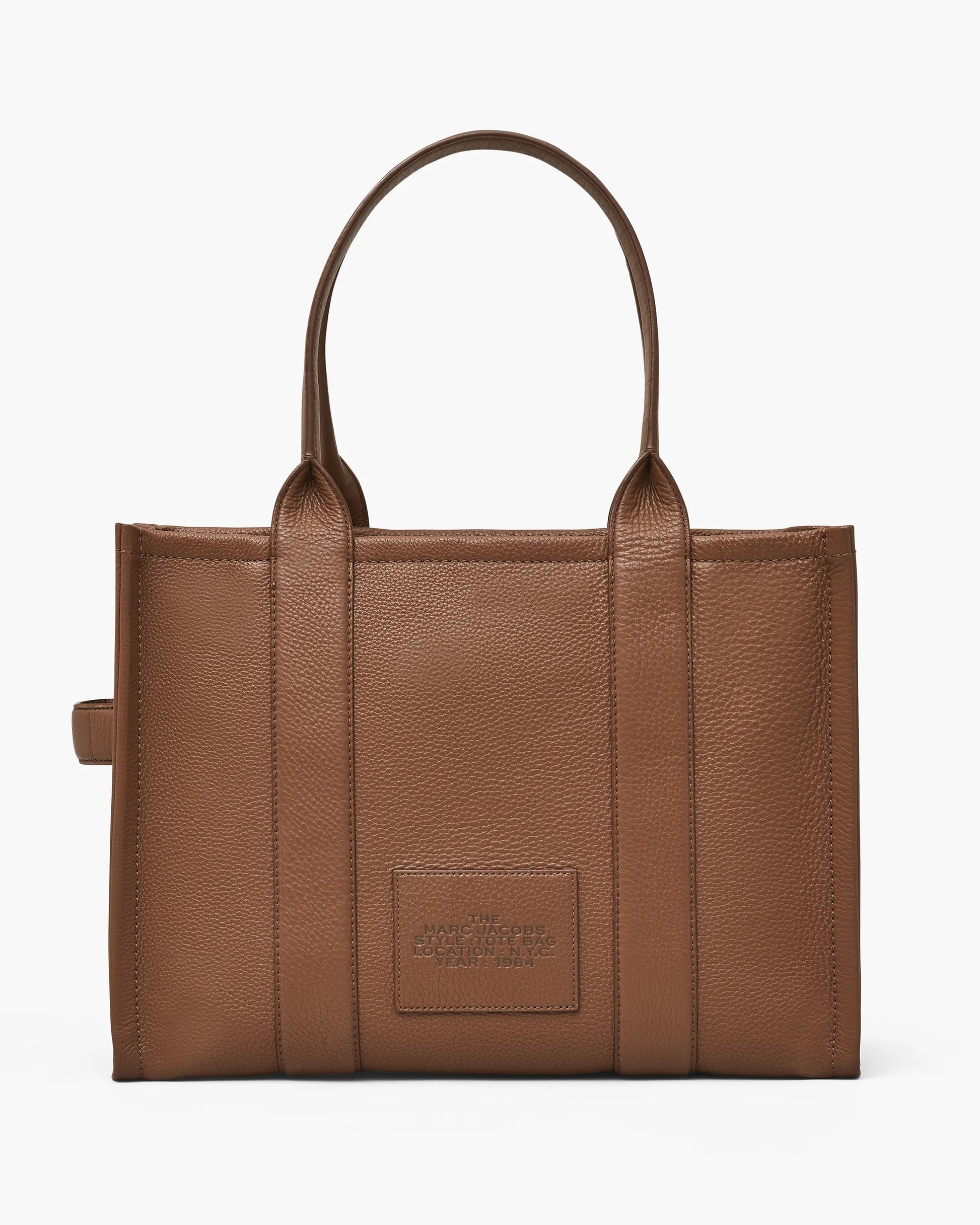 Bolsa Marc Jacobs The Leather Large Tote Bag, Couro Legítimo, cor Óleo de Argan, detalhe do material | Original Exports