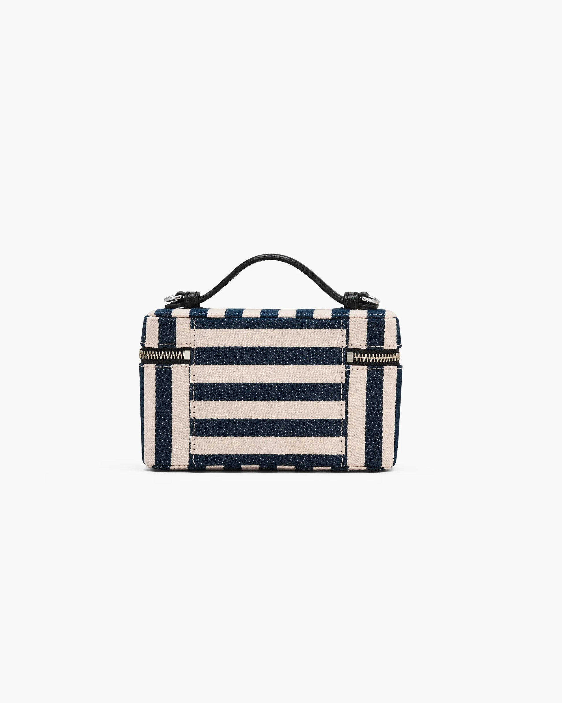 Bolsa Marc Jacobs The Stripe Canvas Everyday Vanity Bag, Lona Listrada Pesada, cor Azul Mar Multicolor, detalhe do material | Original Exports