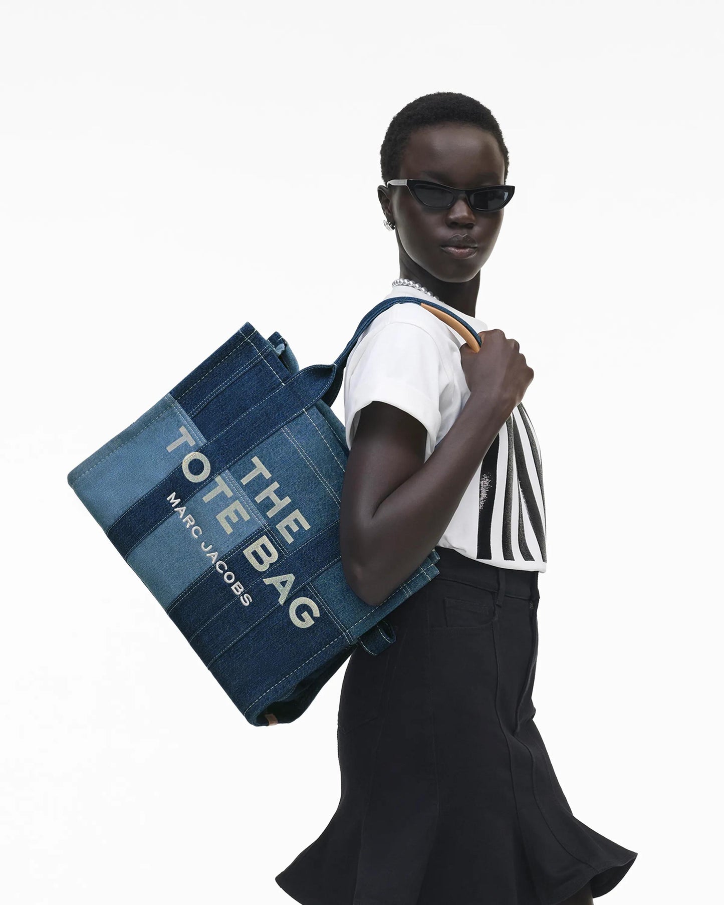 Bolsa Marc Jacobs The Denim Large Tote Bag, Jeans, cor Azul Jeans, vista lateral | Original Exports