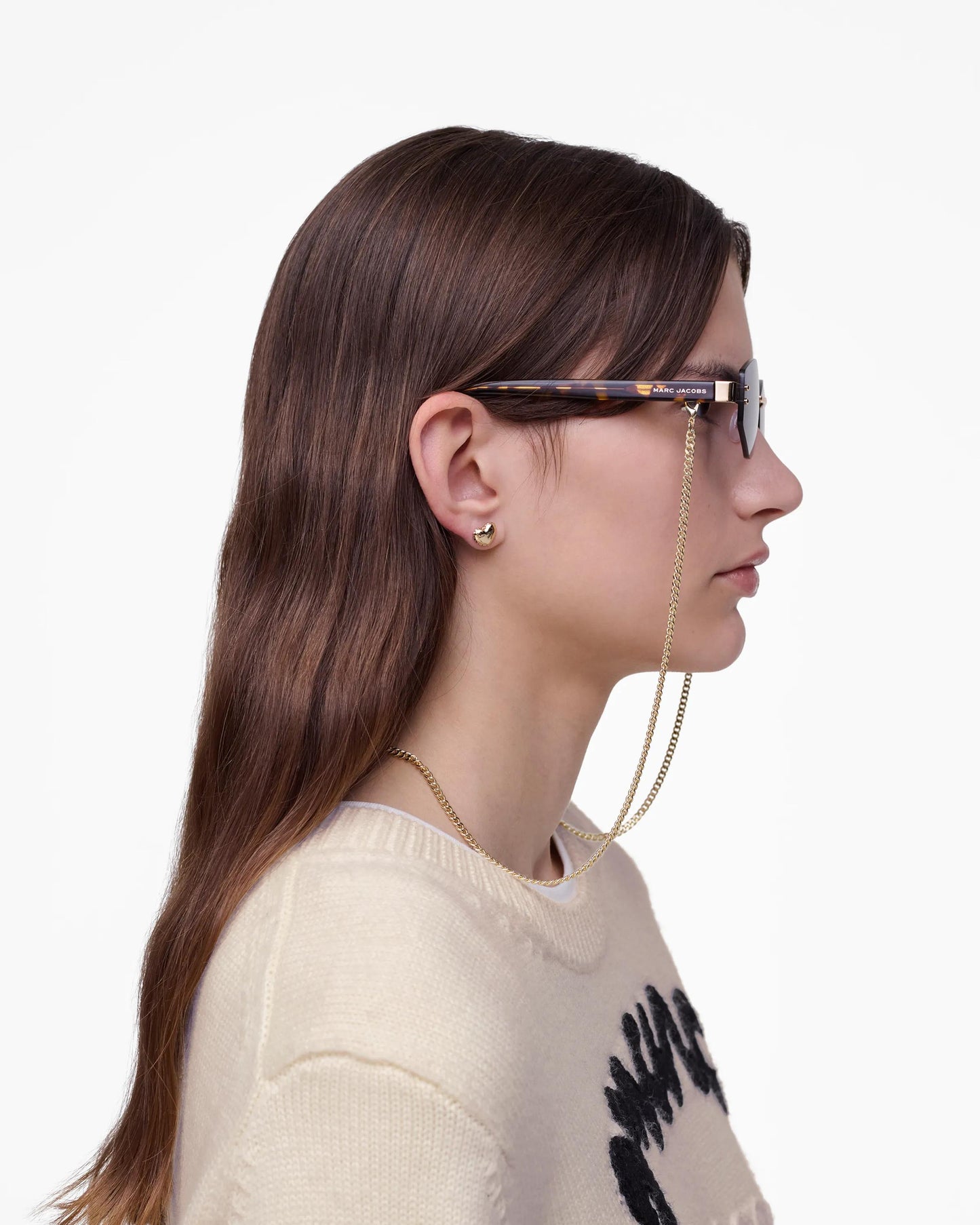 Óculos de Sol Marc Jacobs The Chain Sunglasses, Metal, cor Dourado, detalhe da armação | Original Exports
