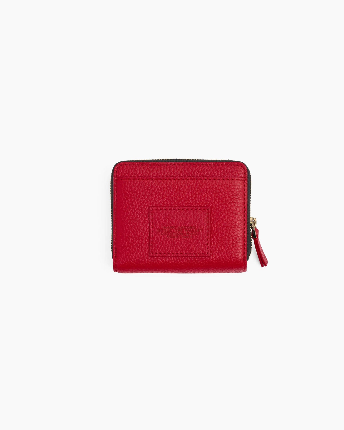 Carteira Marc Jacobs The Leather Mini Compact Wallet, Couro Legítimo, cor Vermelho Intenso, detalhe do material | Original Exports