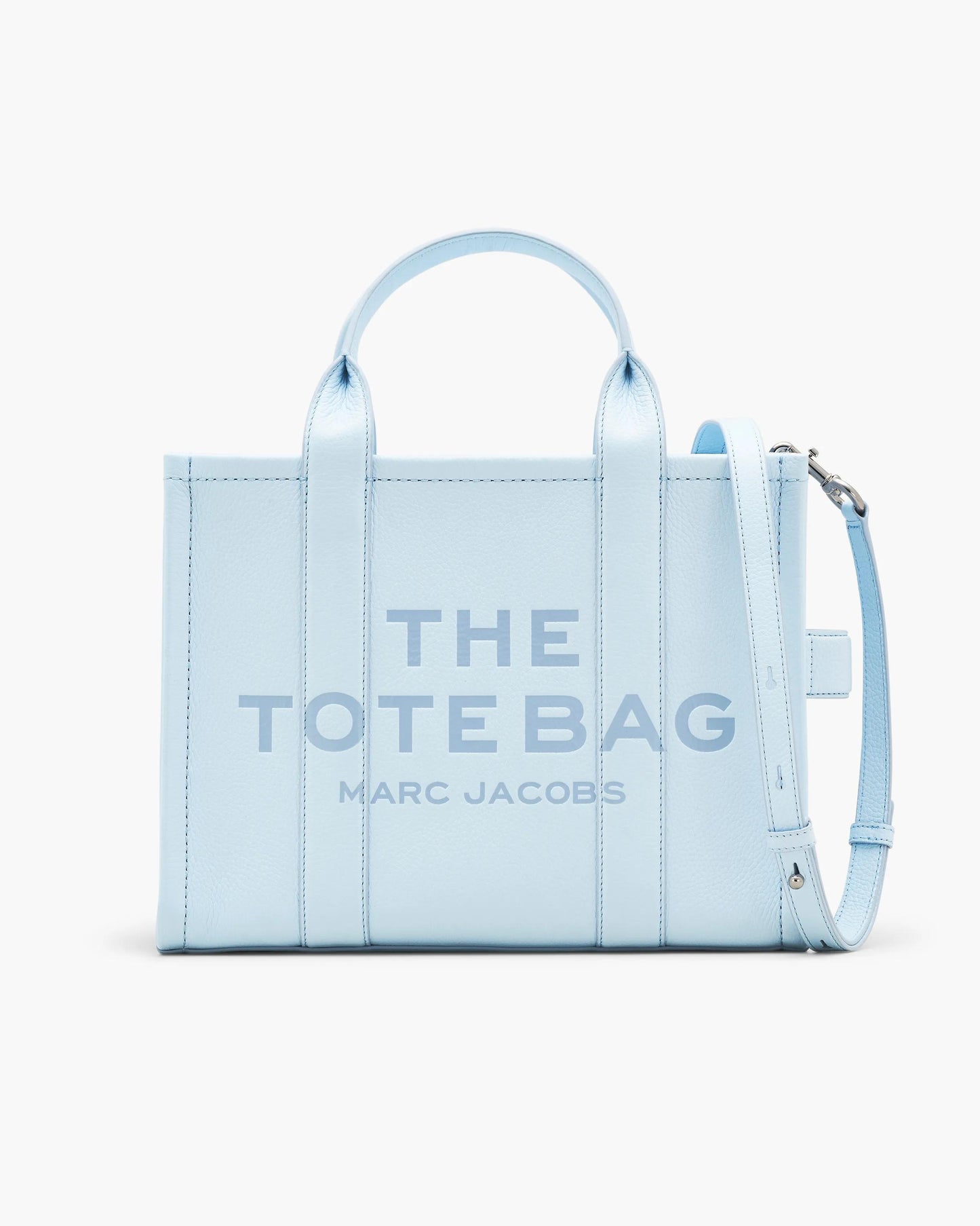 Bolsa Marc Jacobs The Leather Medium Tote Bag, Couro Legítimo, cor Azul Nuvem, vista frontal | Original Exports
