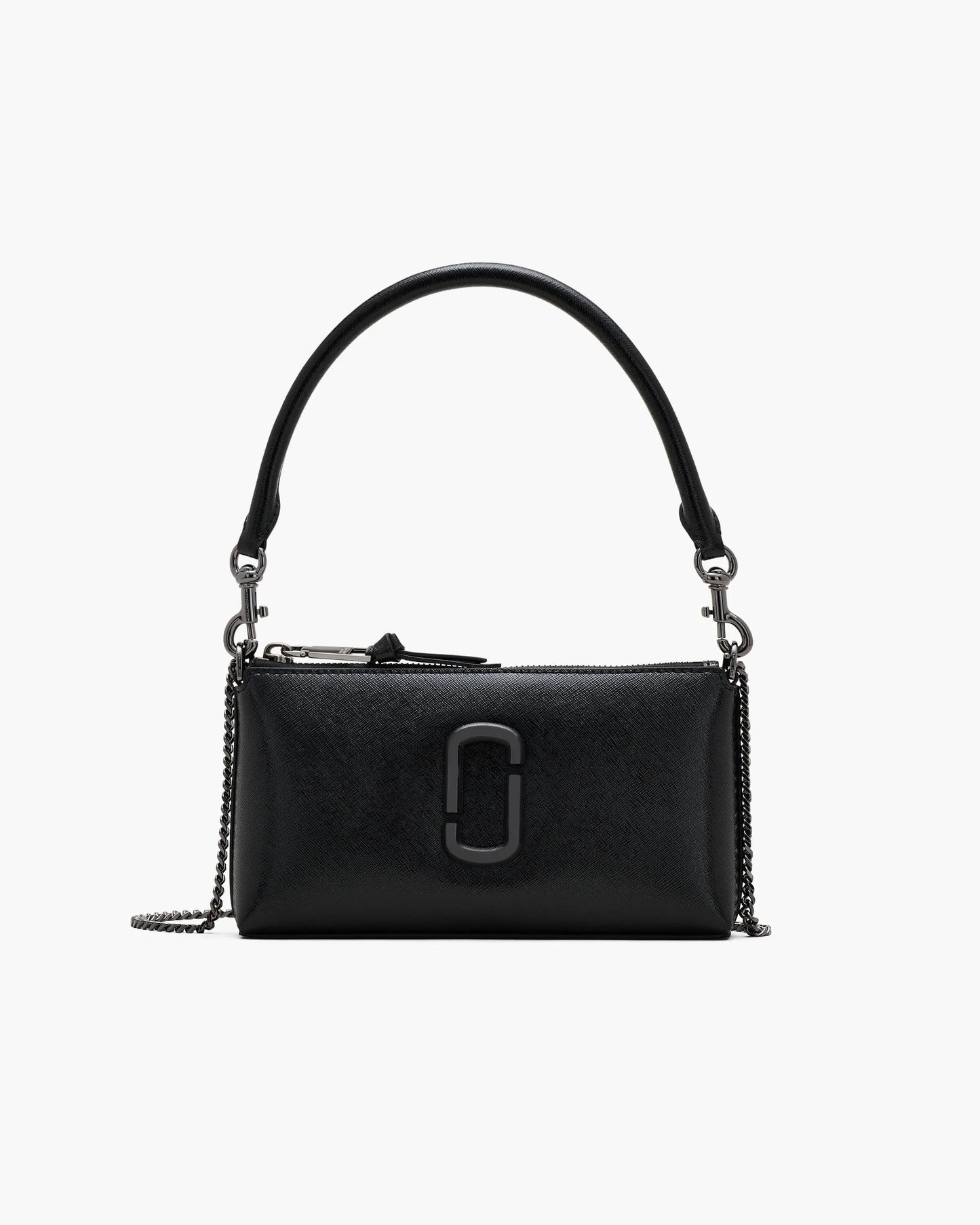 Bolsa Marc Jacobs The Snapshot DTM Convertible Shoulder Bag, Couro Saffiano Legítimo Tonal, cor Preto, vista frontal | Original Exports