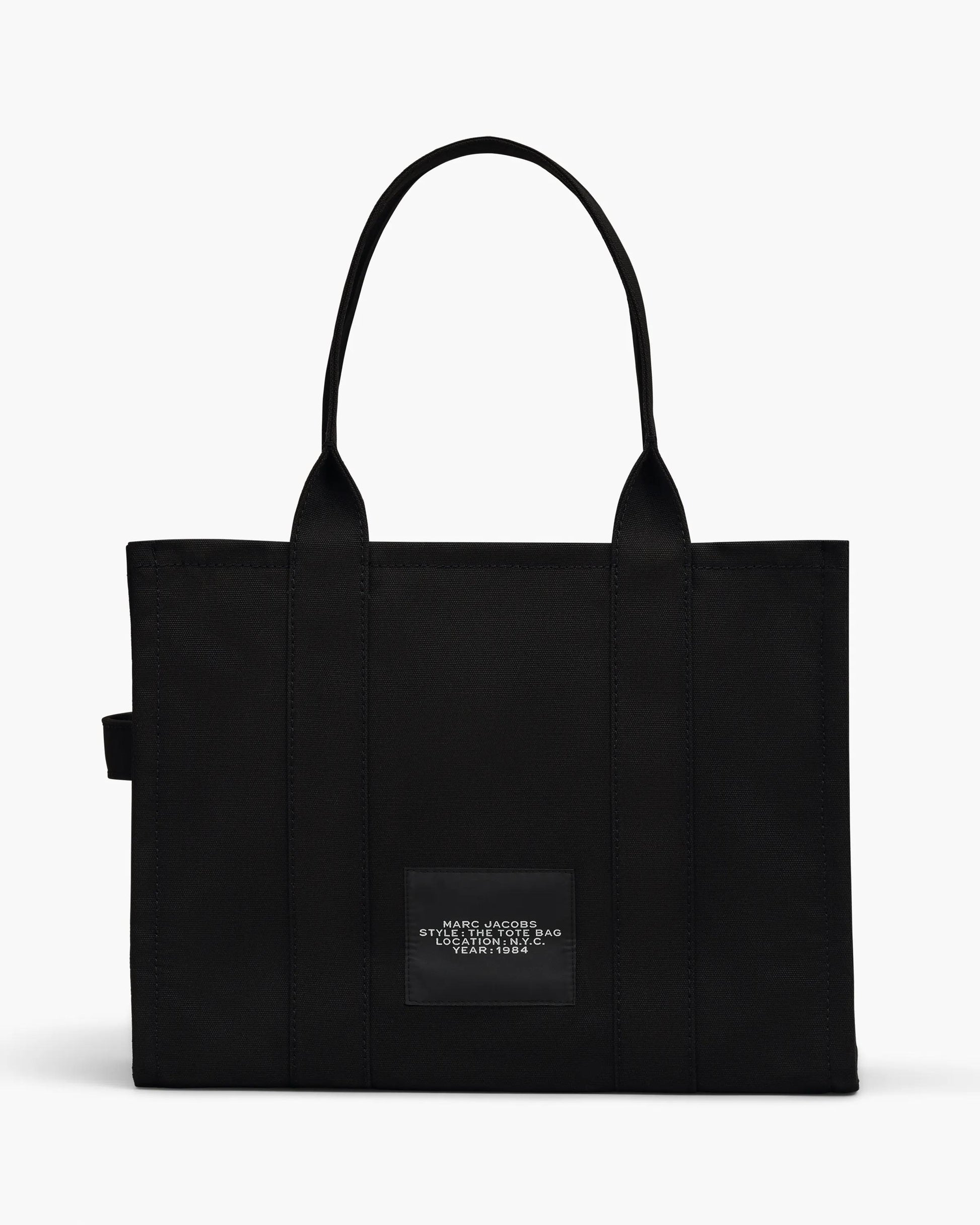 Bolsa Marc Jacobs The Canvas Large Tote Bag, Lona de Algodão, cor Preto, detalhe do material | Original Exports