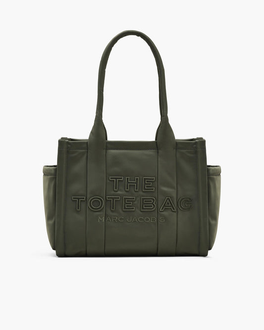 Bolsa Marc Jacobs The Puffy Nylon Medium Tote Bag, Nylon acolchoado, cor Verde Militar, vista frontal | Original Exports