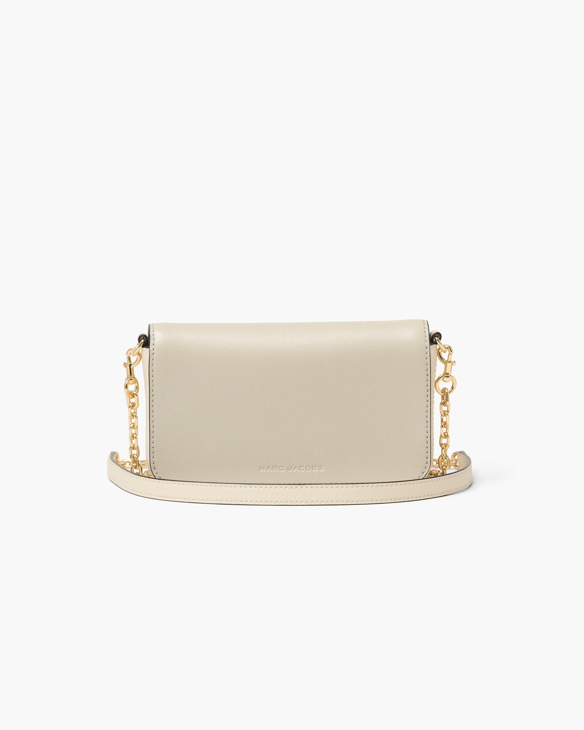 Bolsa Marc Jacobs The Snapshot Wallet On Chain, Couro Saffiano Legítimo, cor Cinza Poeira Multicolor, detalhe do material | Original Exports