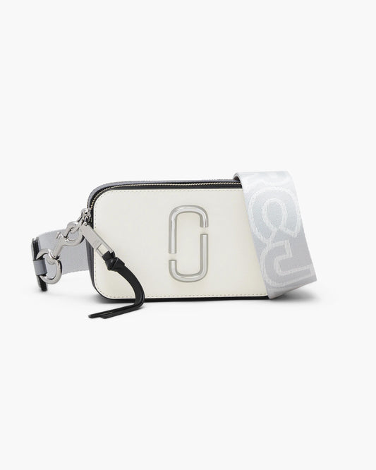 Bolsa Marc Jacobs The Snapshot Jacquard, Tecido Jacquard Estampado, cor Branco Algodão Multicolor, vista frontal | Original Exports