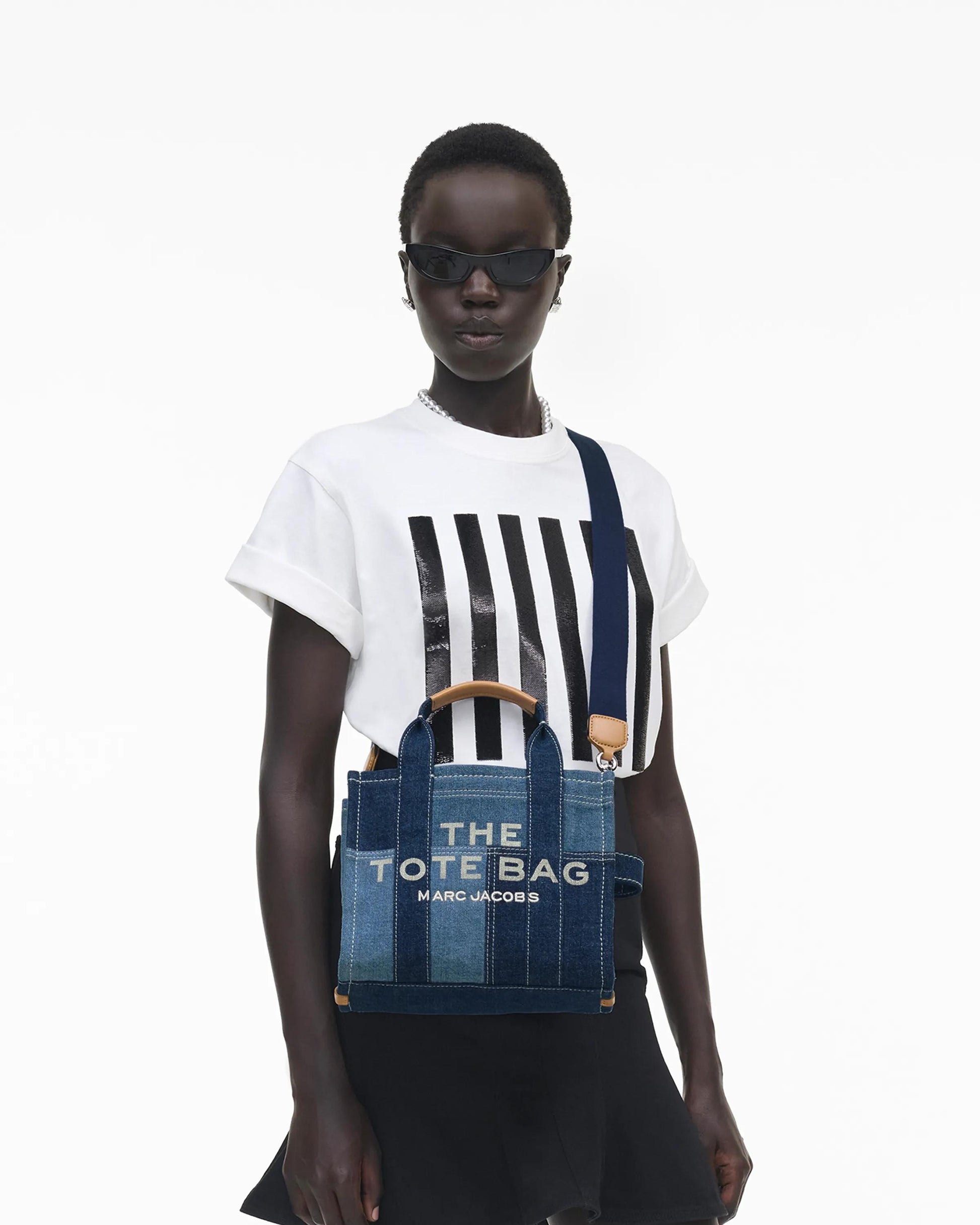 Bolsa Marc Jacobs The Denim Small Tote Bag, Jeans, cor Azul Jeans, vista lateral | Original Exports