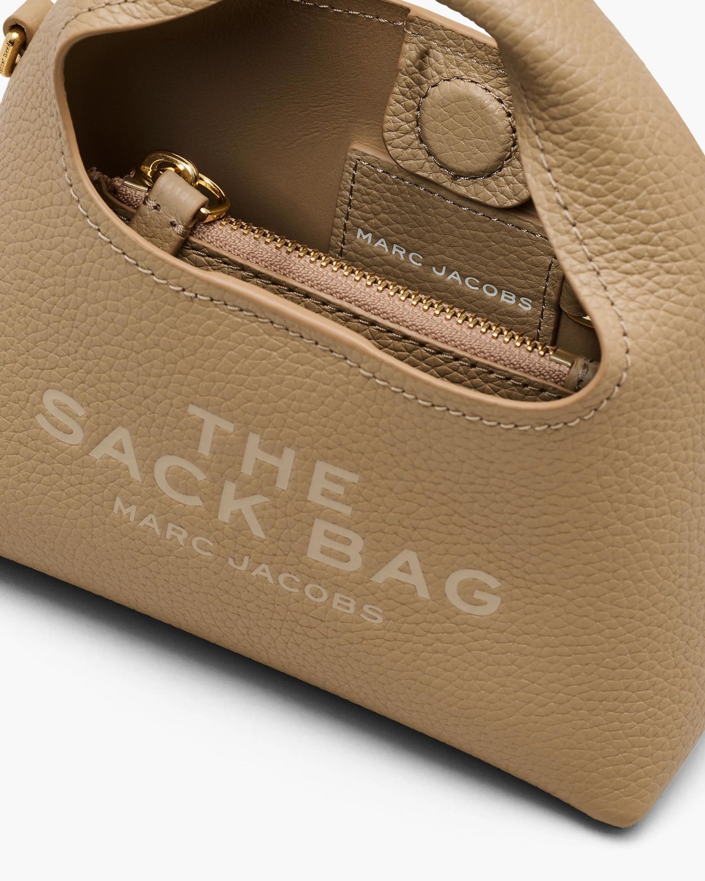 Bolsa Marc Jacobs The Micro Crossbody Sack Bag, Couro Legítimo, cor Camelo, vista interna | Original Exports