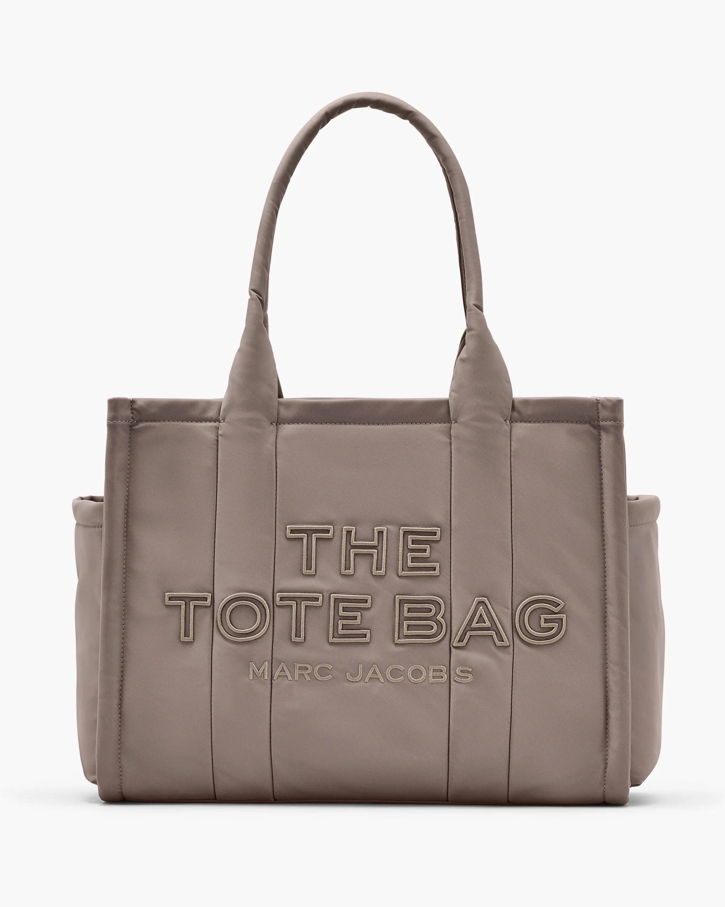 Bolsa Marc Jacobs The Puffy Nylon Large Tote Bag, Nylon acolchoado, cor Cimento, vista frontal | Original Exports