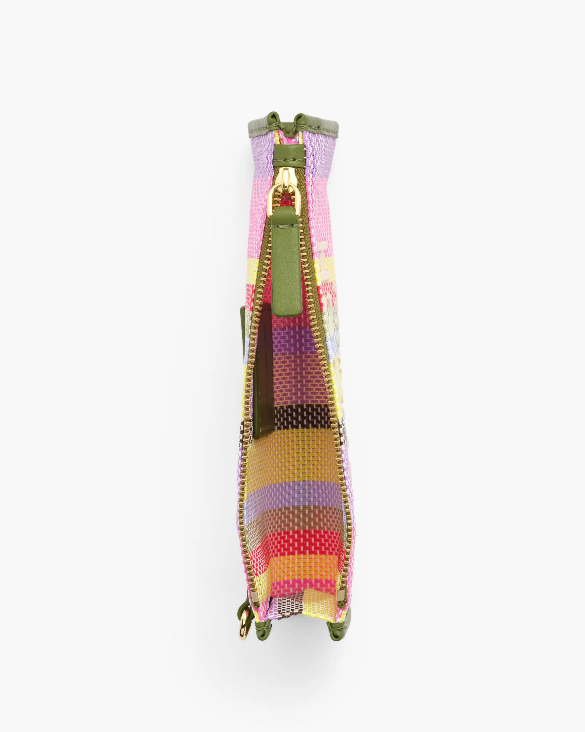 Pochete Marc Jacobs The Stripe Mesh Pouch, Mesh Listrado, cor Roxo Multicolor, detalhe do material | Original Exports