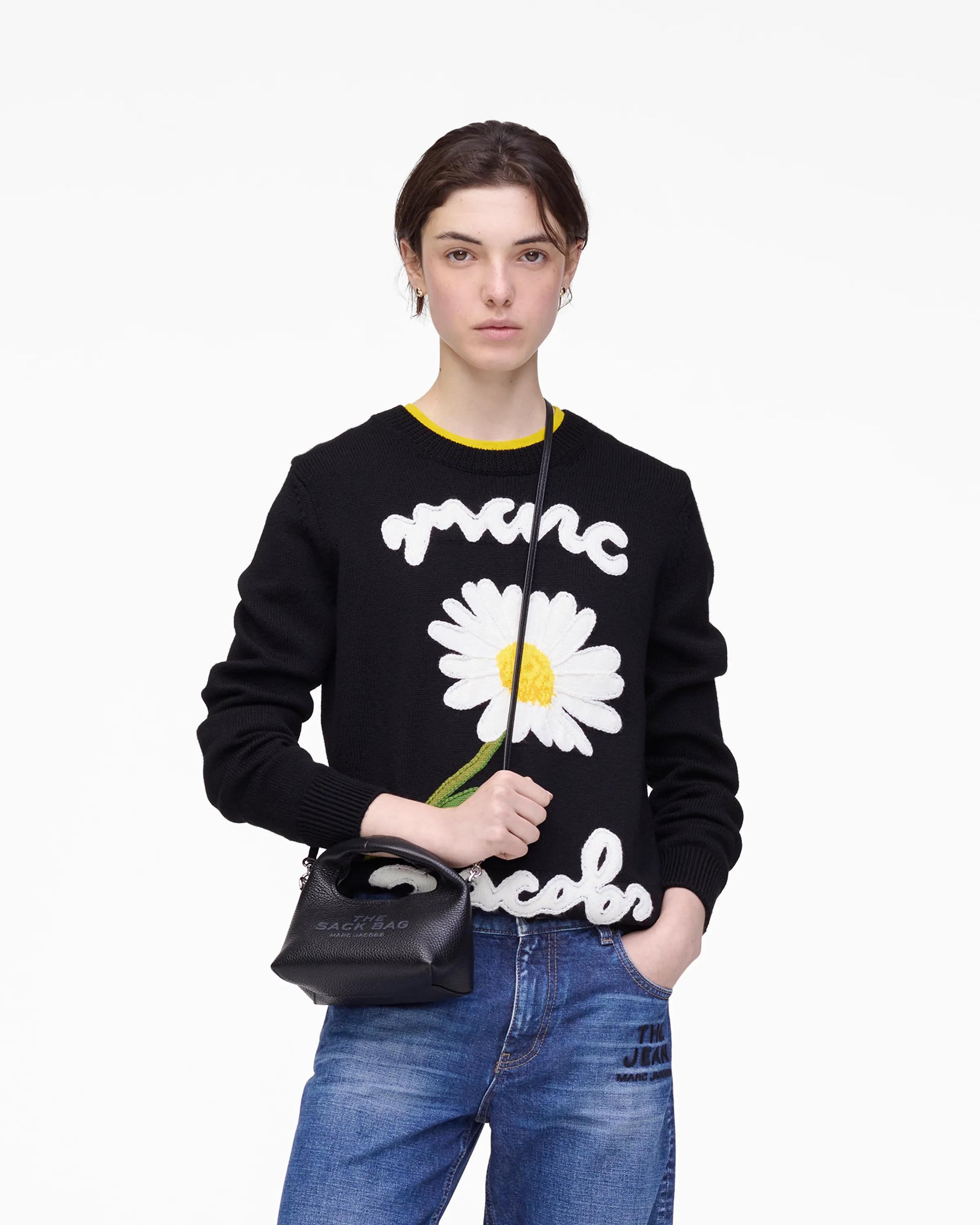 Bolsa Marc Jacobs The Micro Crossbody Sack Bag, Couro Legítimo, cor Preto, vista lateral | Original Exports