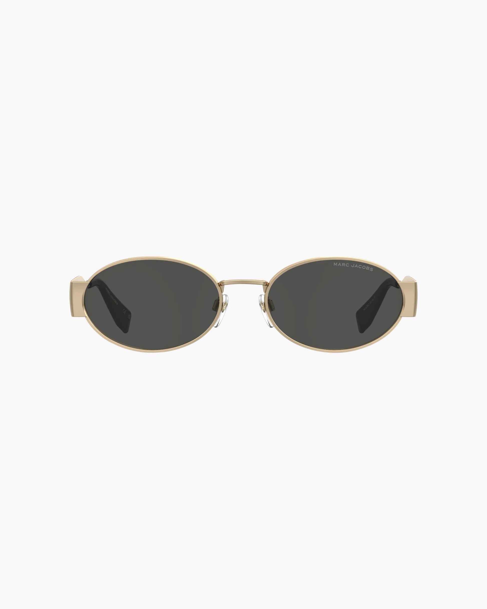 Óculos de Sol Marc Jacobs The Classic Logo Round Sunglasses, Metal, cor Preto/Dourado, detalhe da haste | Original Exports