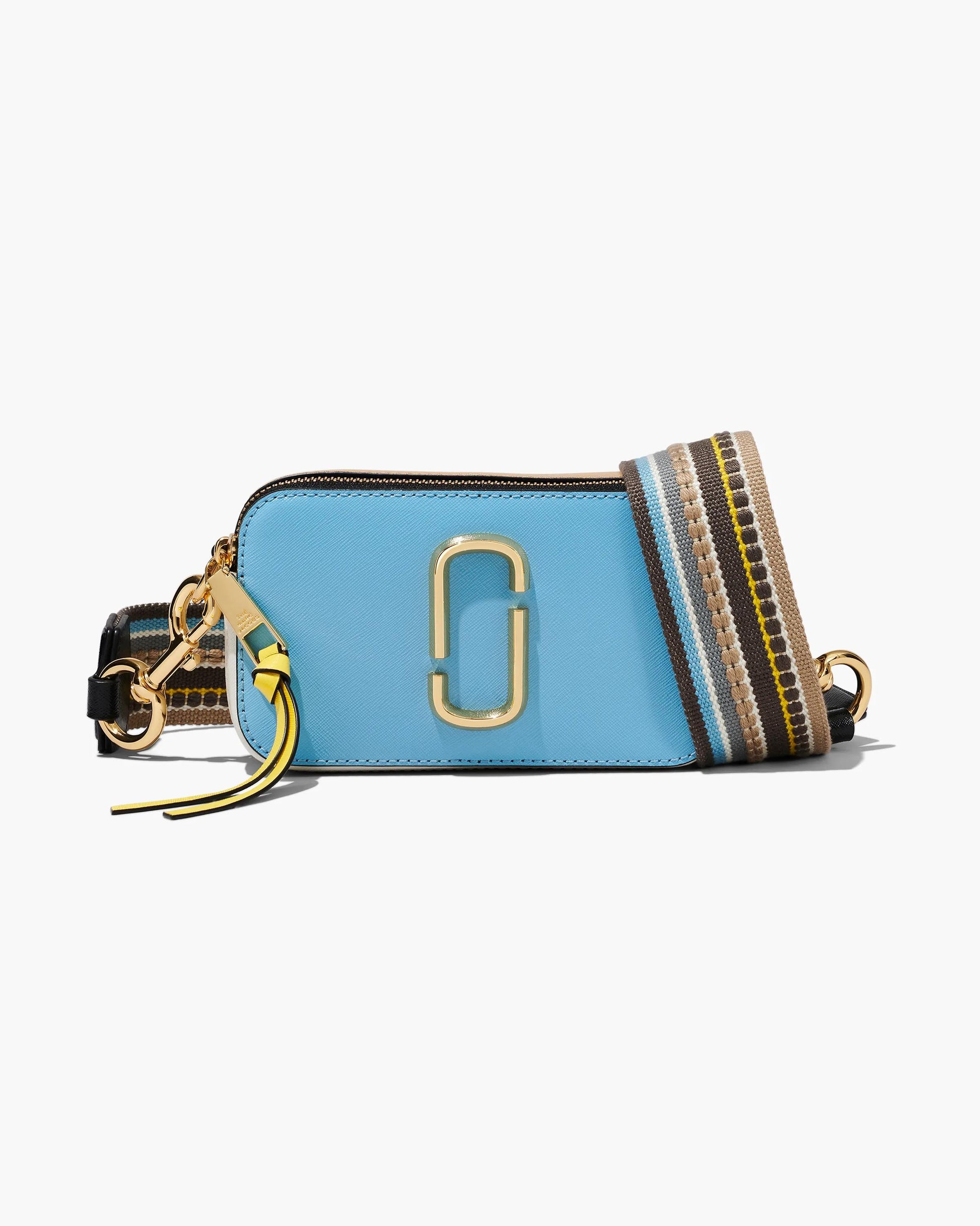 Bolsa Marc Jacobs The Snapshot Colorblock, Couro Saffiano Legítimo, cor Azul Ar Multicolor, vista frontal | Original Exports