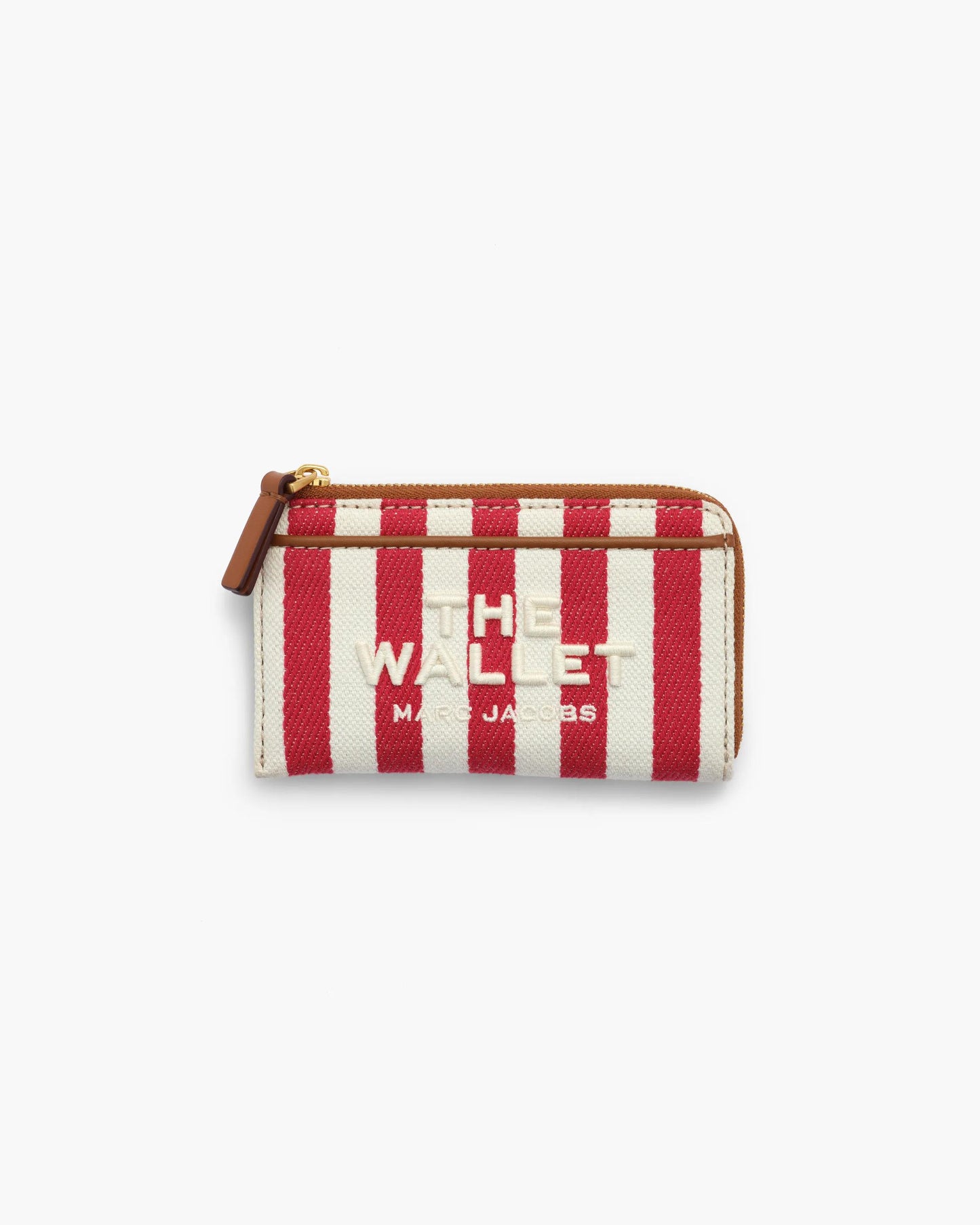 Carteira Marc Jacobs The Stripe Canvas Top Zip Multi Wallet, Lona Listrada, cor Vermelho Multicolor, vista frontal | Original Exports
