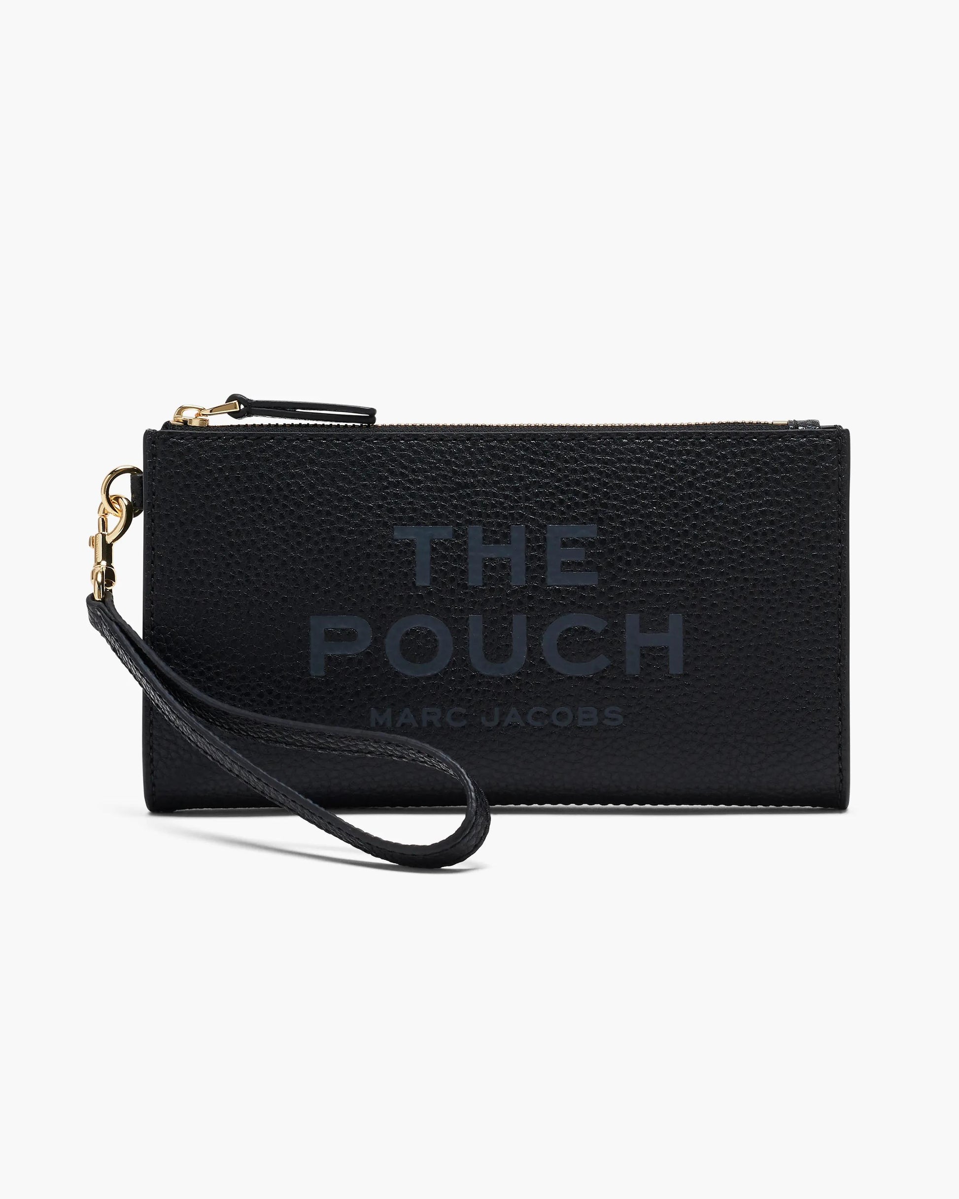 Pochete Marc Jacobs The Leather Pouch, Couro Martelado, cor Preto, vista frontal | Original Exports