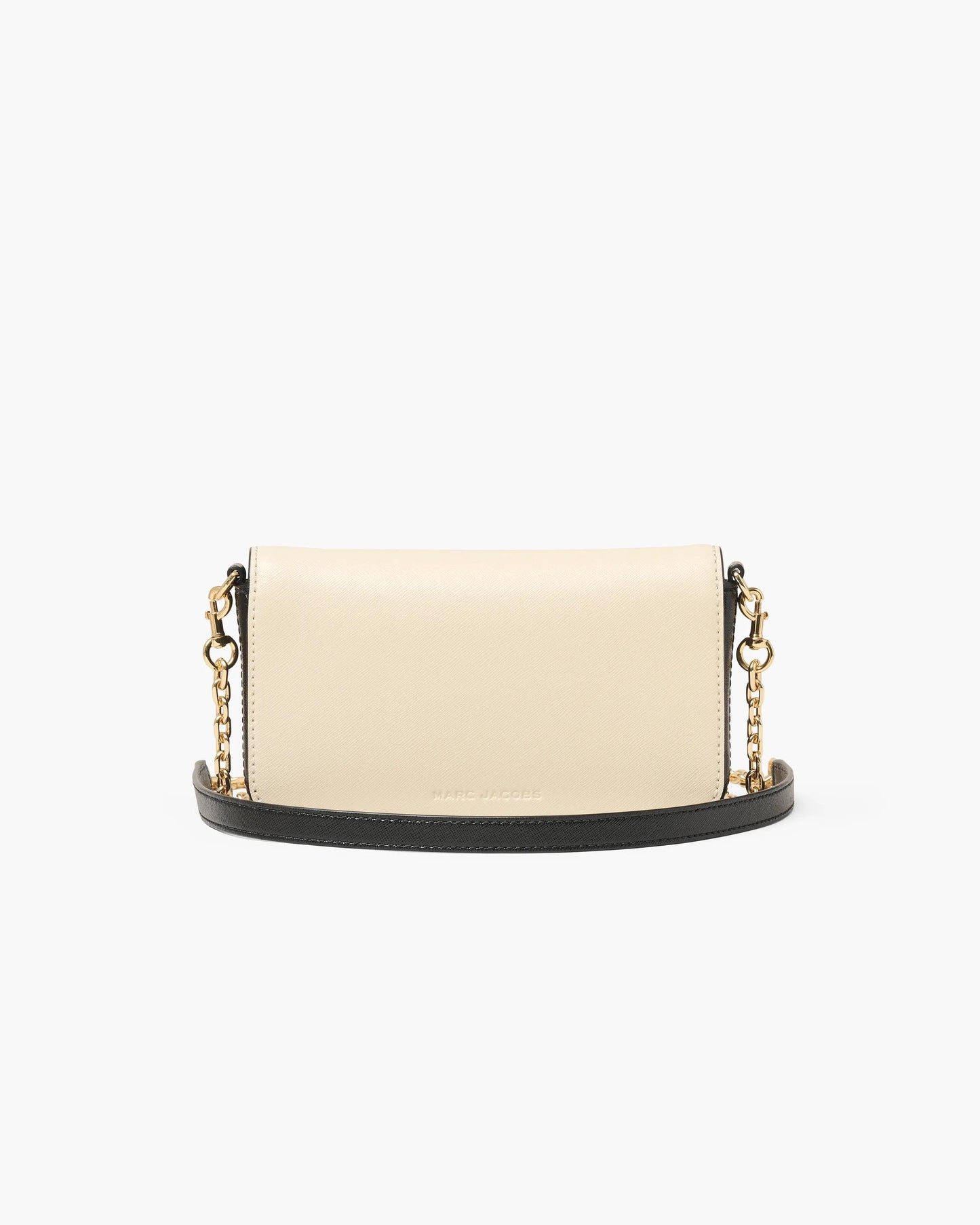Bolsa Marc Jacobs The Snapshot Wallet On Chain, Couro Saffiano Legítimo, cor Branco Nuvem Multicolor, detalhe do material | Original Exports