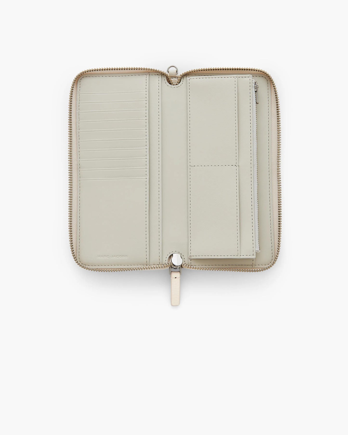 Carteira Marc Jacobs The Leather Continental Wallet, Couro Legítimo Full-Grain, cor Branco Algodão, vista lateral | Original Exports