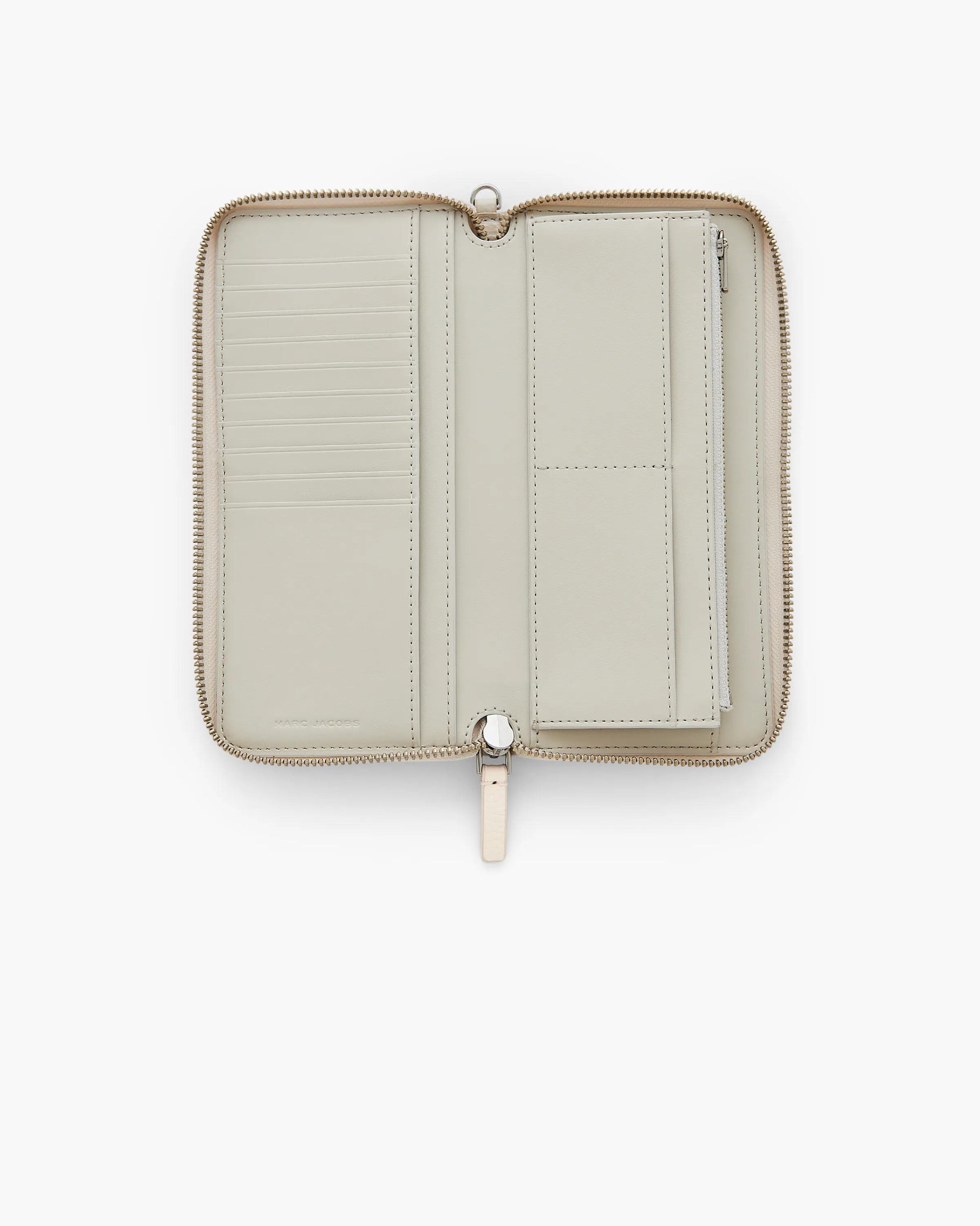 Carteira Marc Jacobs The Leather Continental Wallet, Couro Legítimo Full-Grain, cor Branco Algodão, vista lateral | Original Exports