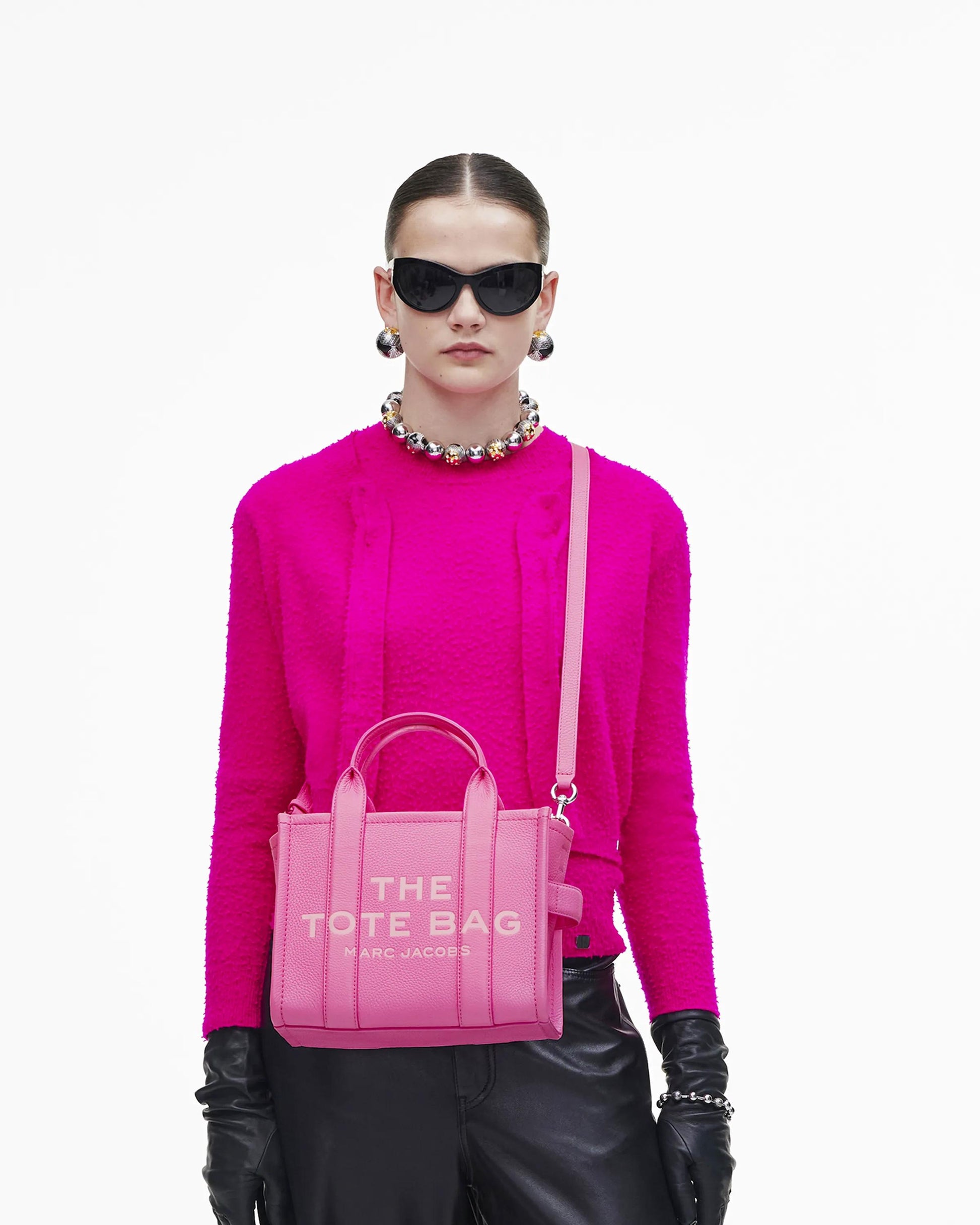 Bolsa Marc Jacobs The Leather Small Tote Bag, Couro Legítimo, cor Rosa Pétala, vista lateral | Original Exports