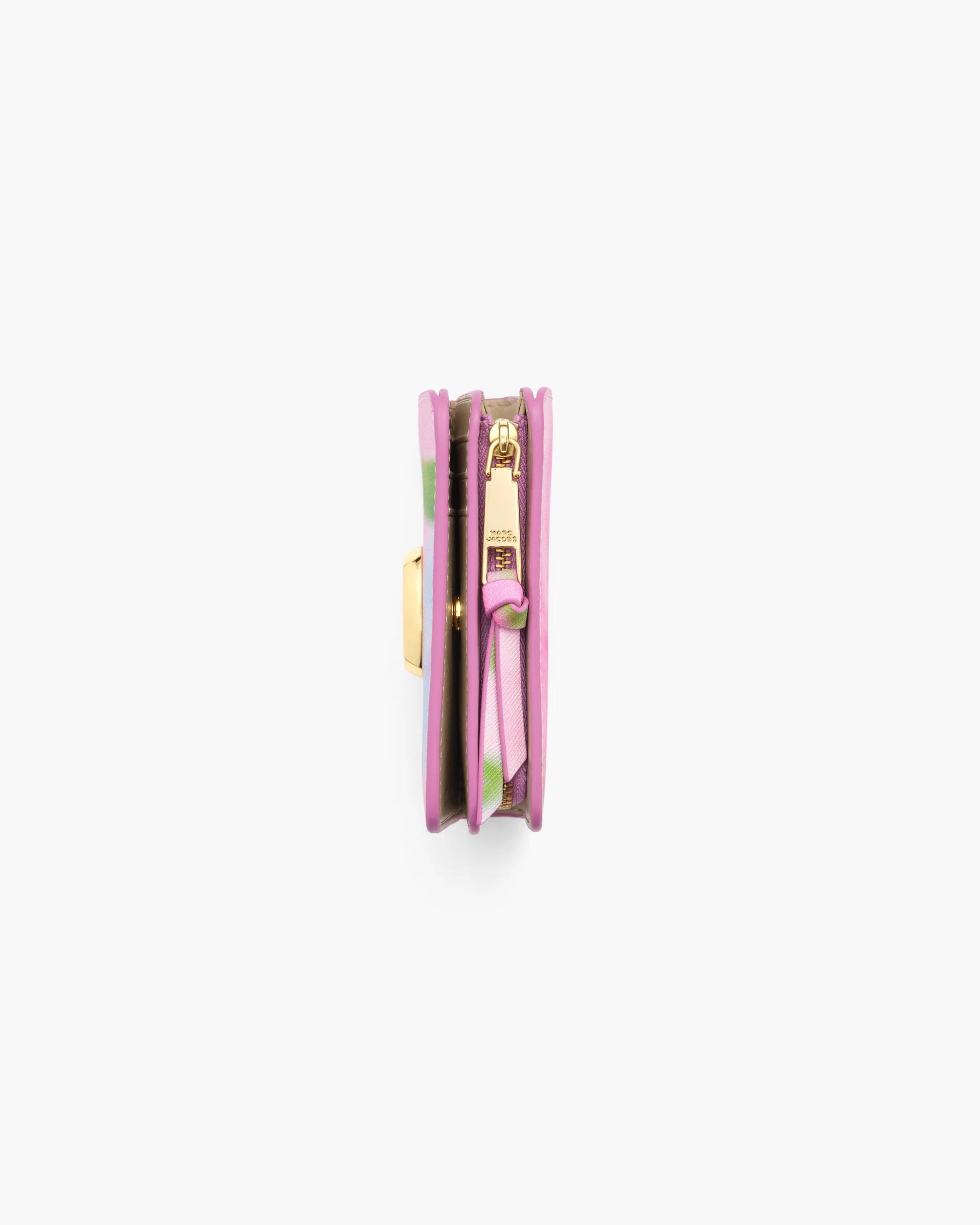 Carteira Marc Jacobs The Blurred Floral Snapshot Mini Compact Wallet, Couro Saffiano Legítimo estampado, cor Rosa Fita Multicolor, vista interna | Original Exports