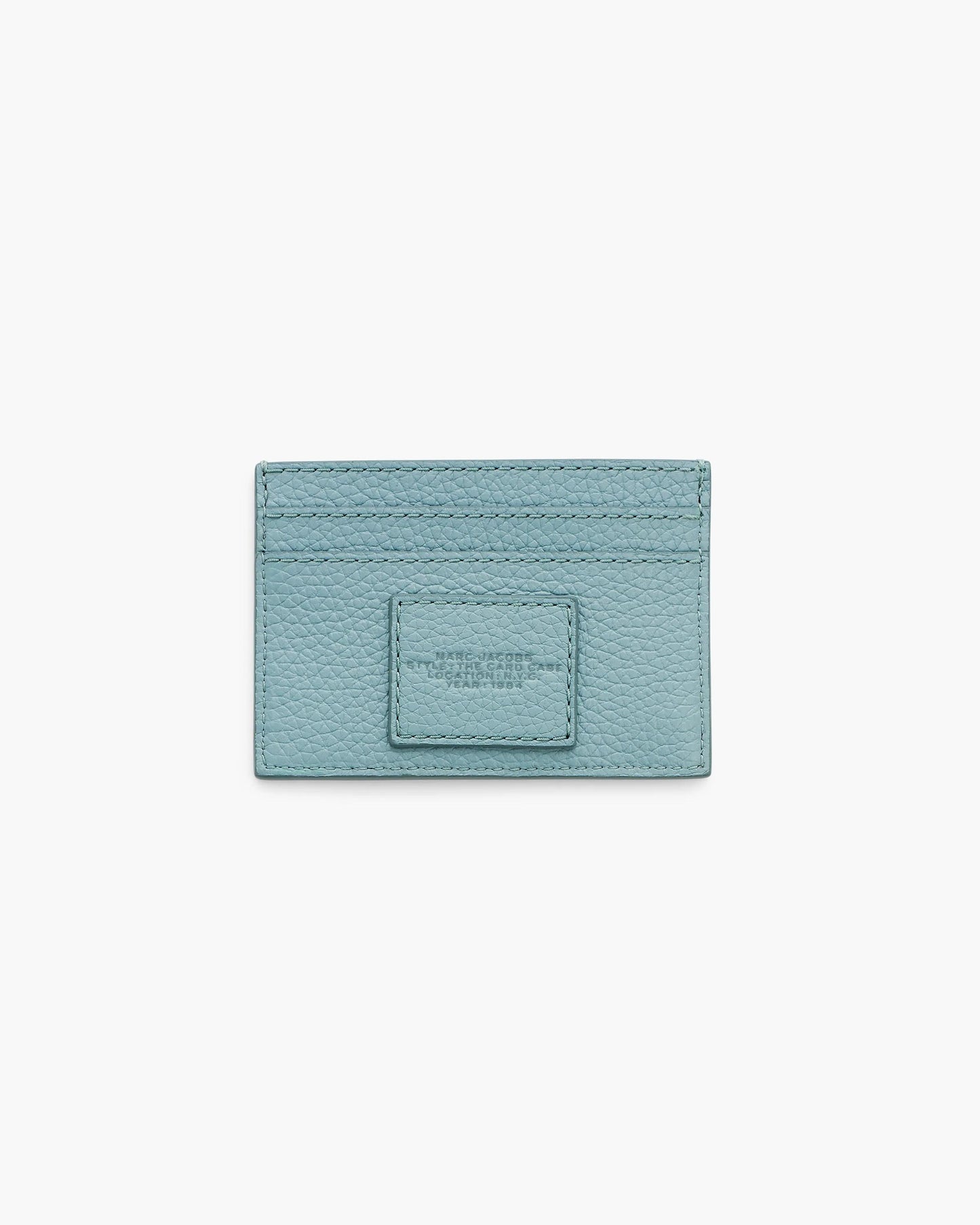 Carteira Marc Jacobs The Leather Card Case, Couro Legítimo Full-Grain, cor Azul Céu, detalhe do material | Original Exports