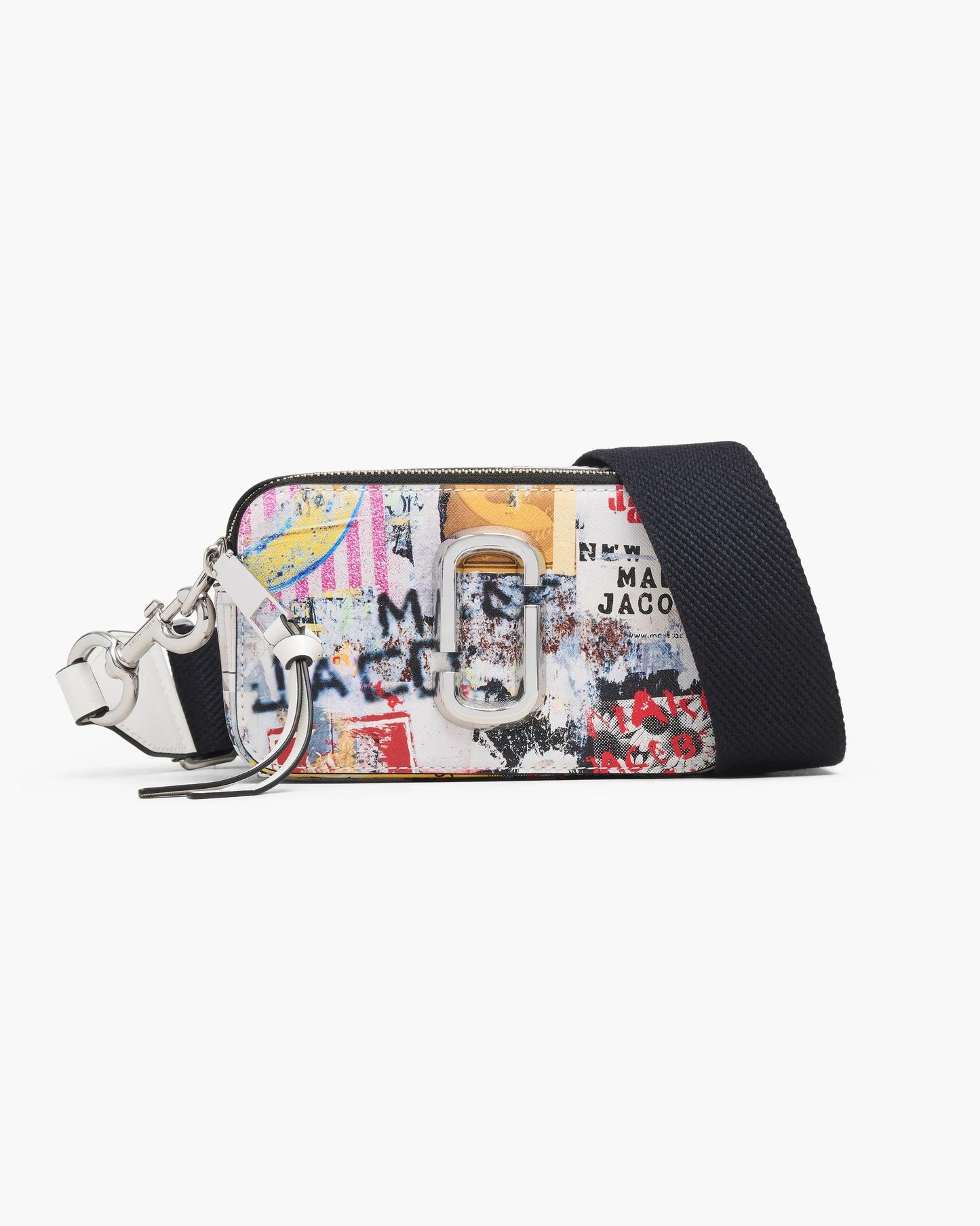 Bolsa Marc Jacobs The Pop Americana Snapshot, Couro Saffiano Legítimo estampado, cor Branco Multicolor, vista frontal | Original Exports