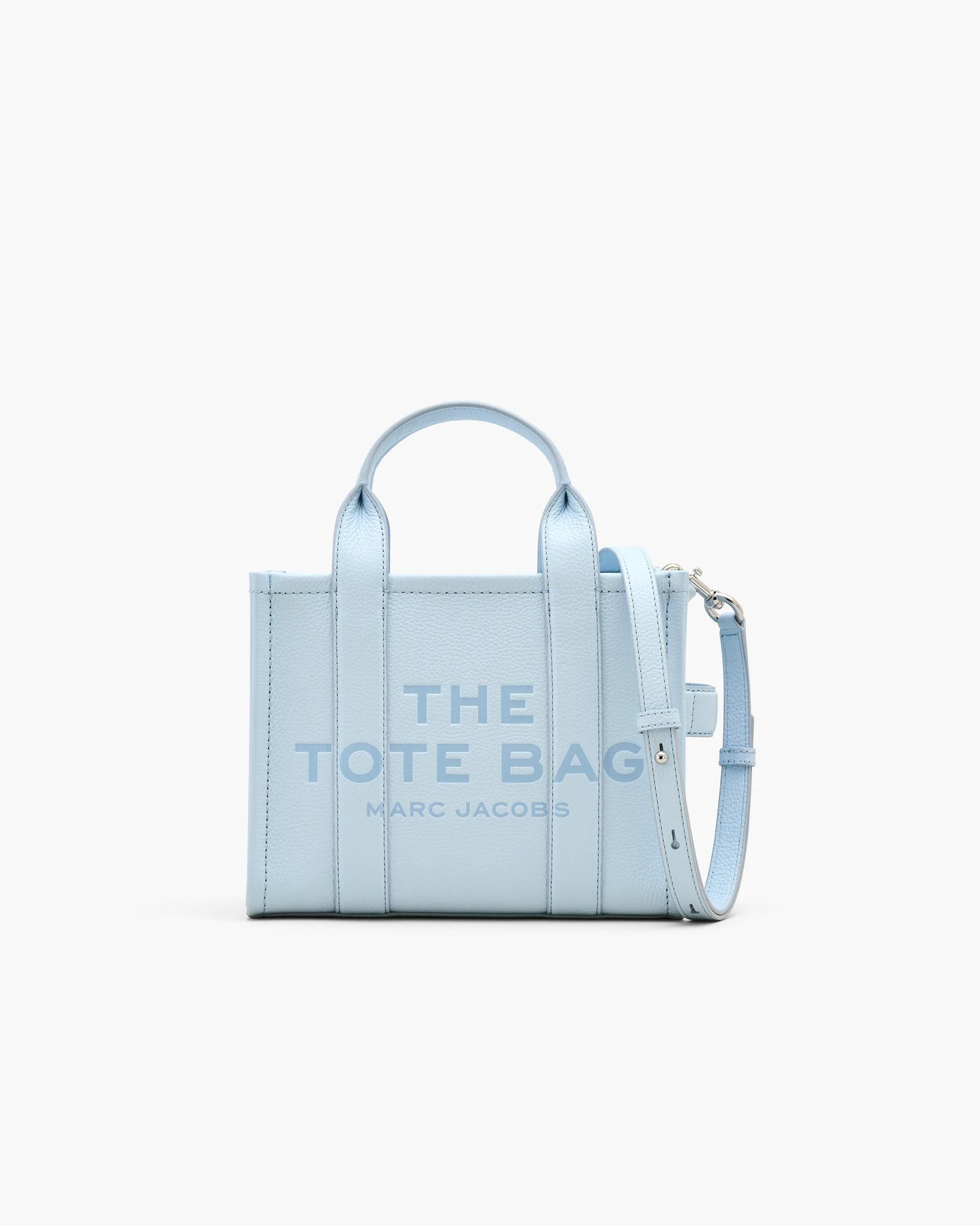 Bolsa Marc Jacobs The Leather Small Tote Bag, Couro Legítimo, cor Azul Nuvem, vista frontal | Original Exports