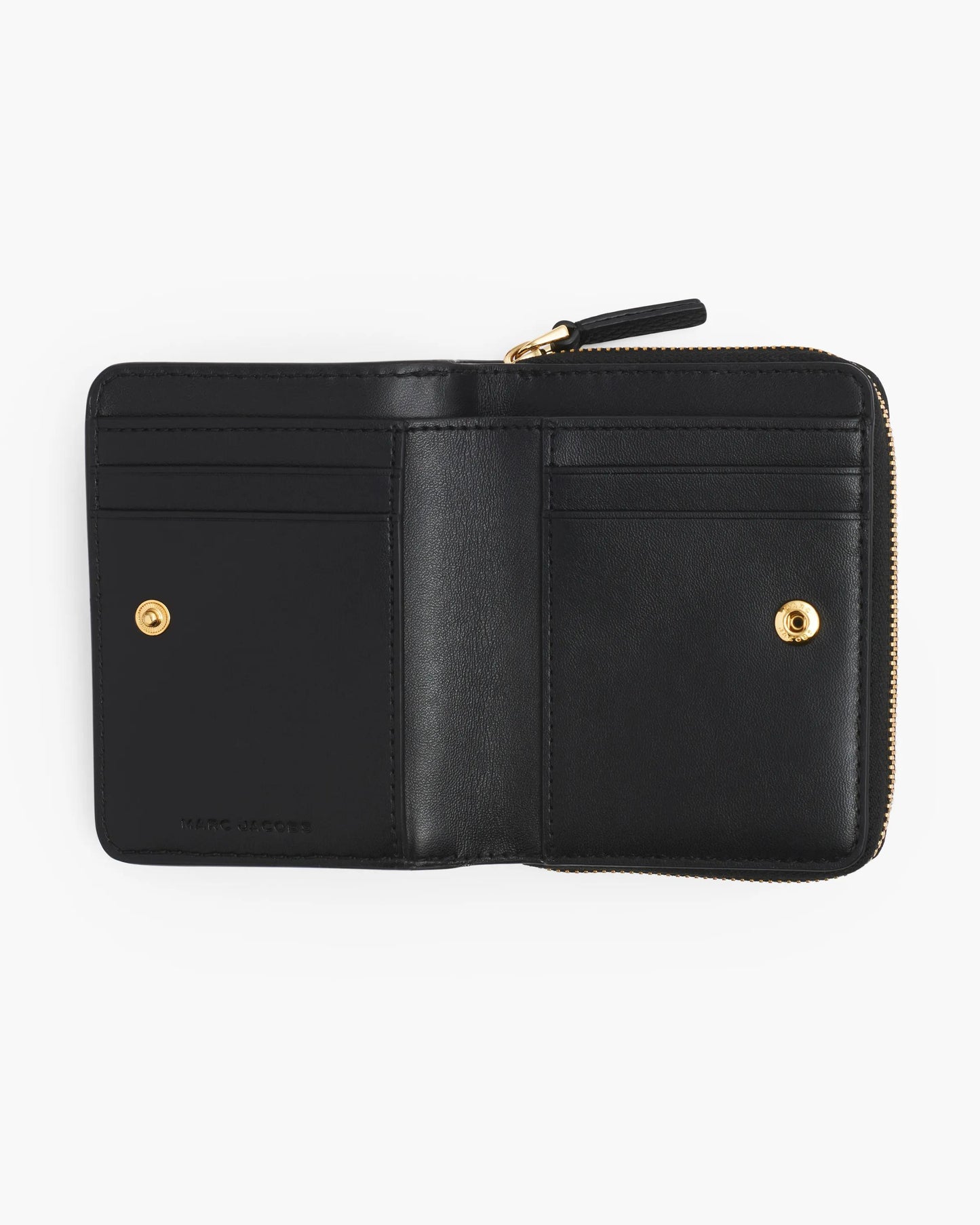 Carteira Marc Jacobs The Leather Mini Compact Wallet, Couro Legítimo, cor Preto, vista lateral | Original Exports