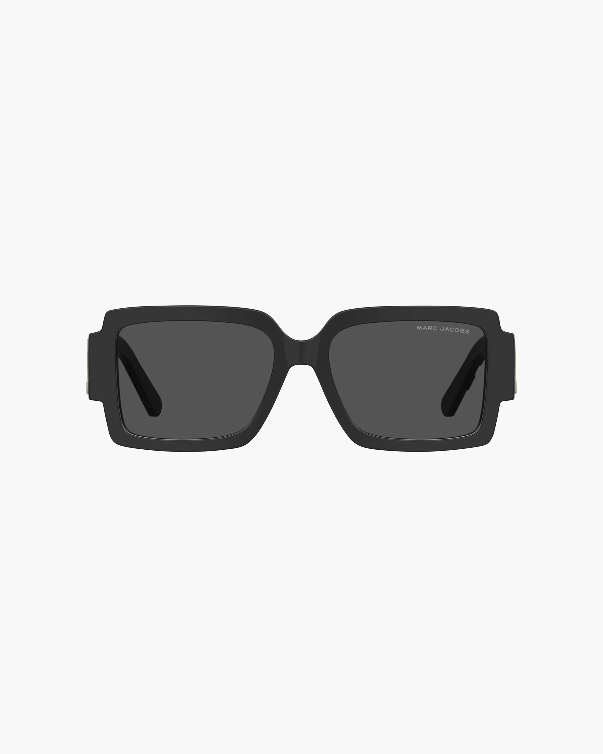 Óculos de Sol Marc Jacobs The Bold Logo Square Sunglasses, Acetato, cor Preto/Branco, detalhe da haste | Original Exports