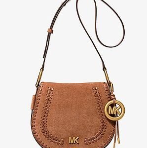 Michael Kors Josie Medium Whipstitched Suede Saddle Bag