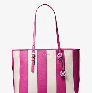 Michael Kors Quinn Large Striped Canvas Tote Bag