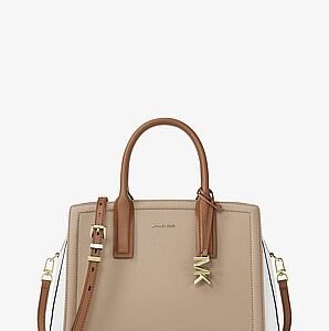 Michael Kors Laila Medium Color-Block Pebbled Leather Satchel