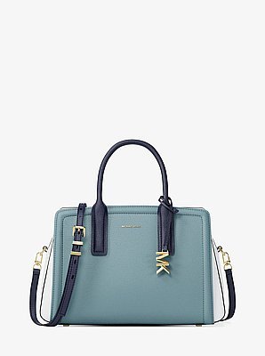 Michael Kors Laila Medium Color-Block Pebbled Leather Satchel - Image 7